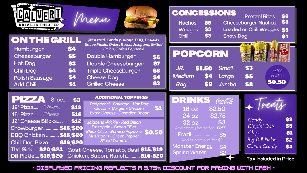 MENU — Calvert Drive-In