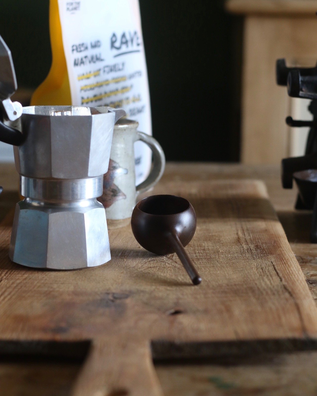 Coffee beans and coffee scoop
