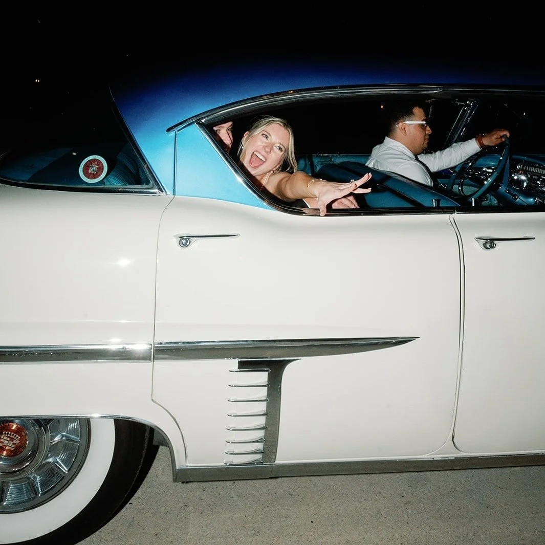 Congrats Shelby & Campbell 💙 
Vehicle: 1957 Cadillac Sedan de Ville 
Photos: @candacepair_photo 
Book at the link in our bio!