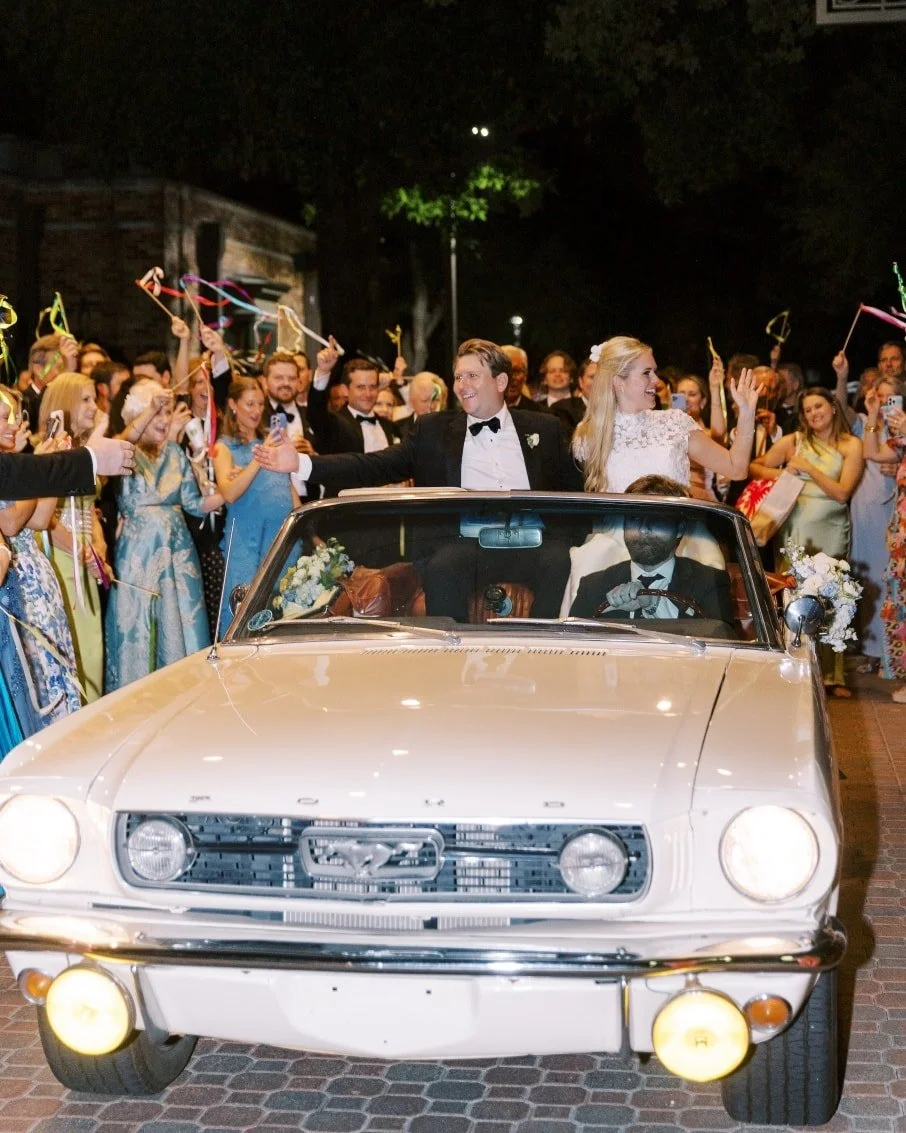 Congrats to the newly minted Buoyers!! 💍 ✨️ They opted for our beautifully classic 1966 Ford Mustang for their getaway the the Dallas Country Club. Stunning photos by @sarahblazephotog 

#pegasuscollection