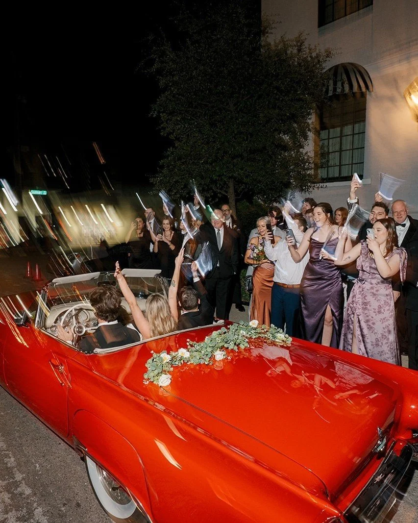 Owning the Night | Sarah &amp; Jackson left the Mason in a flash of style and chrome, captured perfectly by @the.lanings 

Vehicle: 1957 Ford Thunderbird
Book it today at the link in our bio!

#pegasuscollection