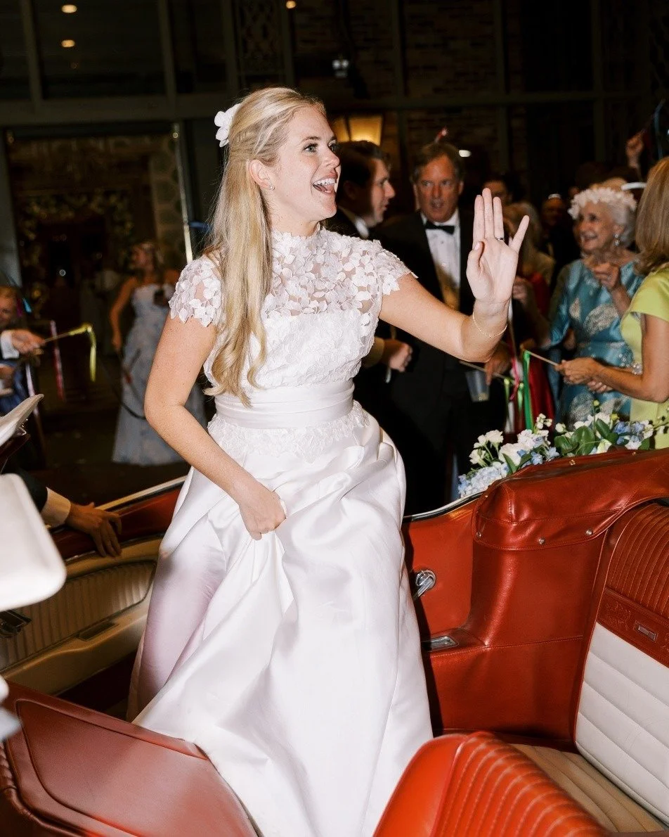Mrs. Buoyer steps elegantly into her chariot - a 66 Mustang whose Wimbledon white livery matches the pearl of her dress. Congratulations ✨️ 

Photos by @sarahblazephotog 

#pegasuscollection