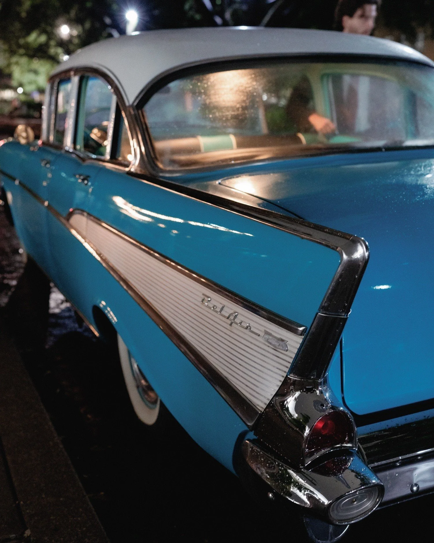 A quiet, rainy moment at @texasdiscoverygardens  before friends &amp; family line up for the big exit ✌️ 

Photo by @catieannphoto 
Vehicle: 1957 Chevrolet Bel Air