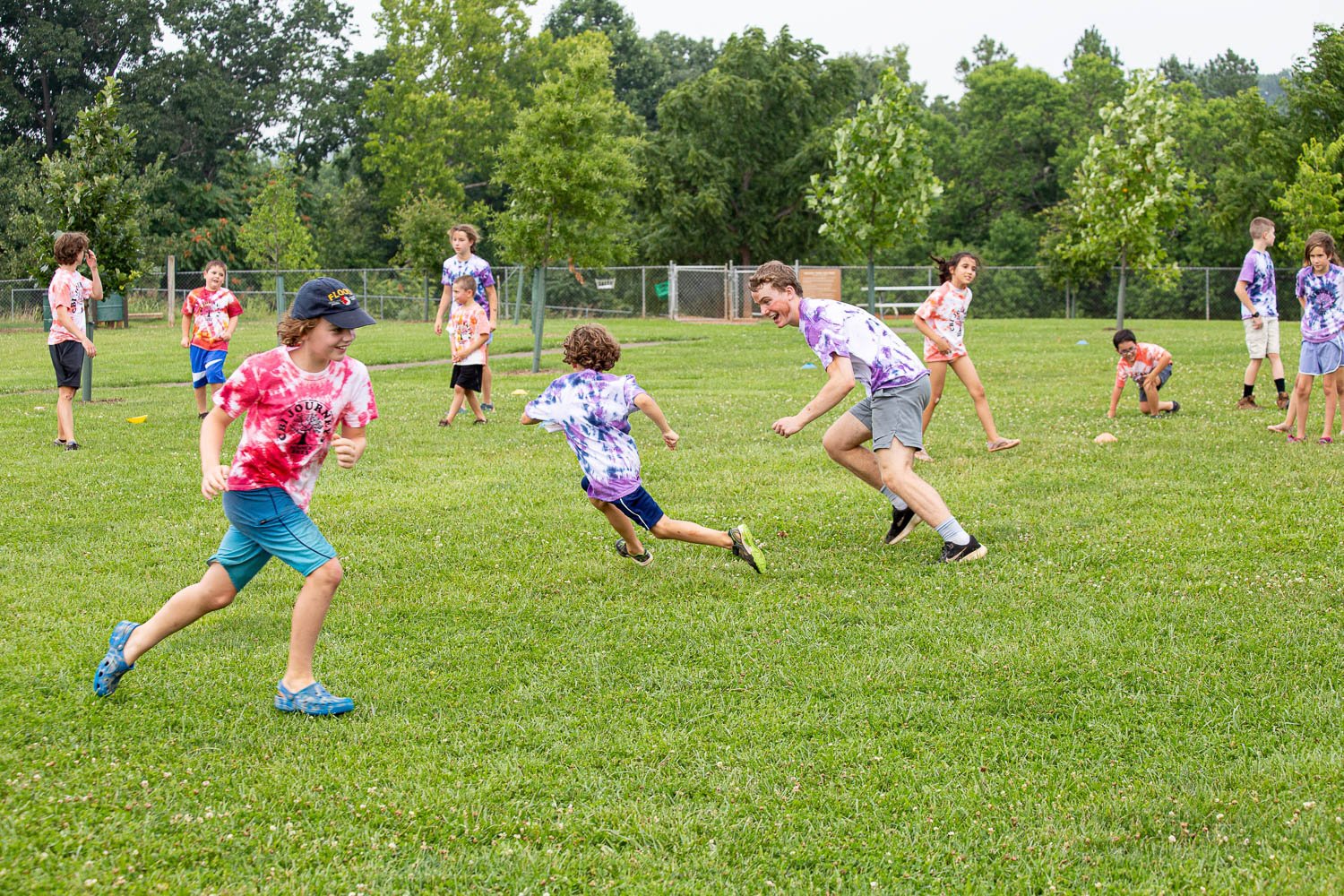 At CBI Camp: Journeys, a summer camp in Charlottesville, Virginia, campers play Capture the Flag.