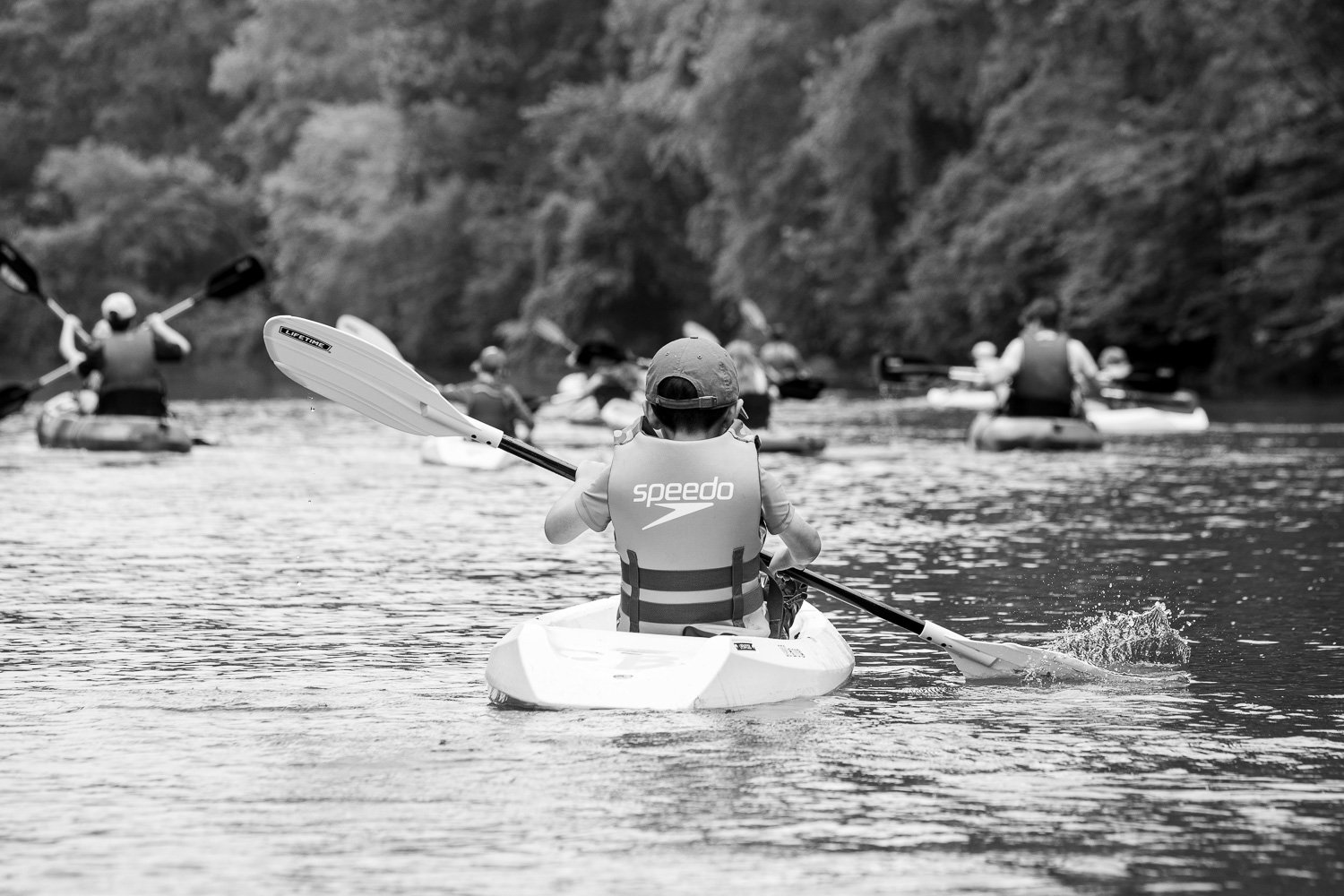 At CBI Camp: Journeys, a summer camp in Charlottesville, Virginia, a camper kayaks down the rivanna river