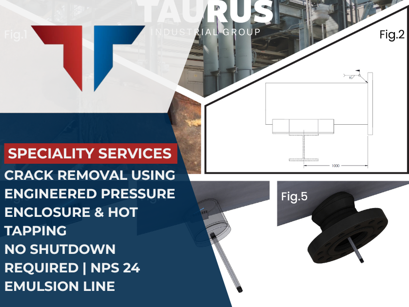 CRACK REMOVAL INVOLVING ENGINEERED PRESSURE ENCLOSURE & HOT TAPPING 