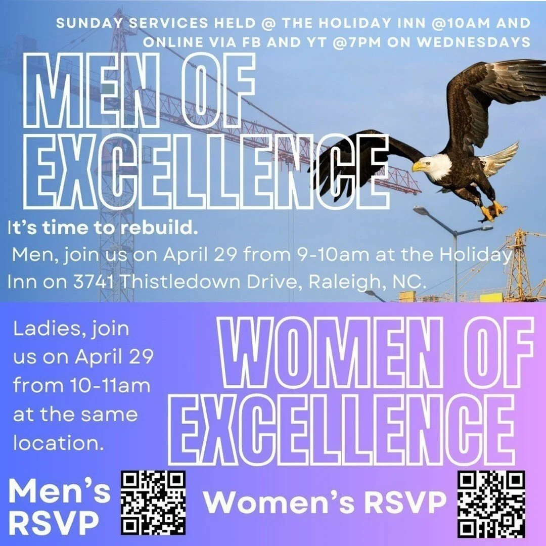 Join us on this Saturday, April 29 at the Holiday Inn on 3741 Thistledown Drive for our Men of Excellence or Women of Excellence Event!