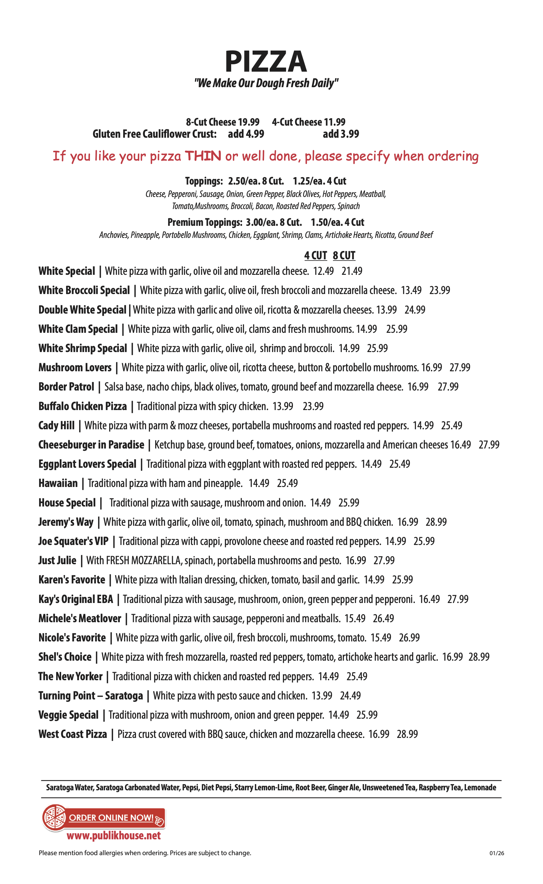 Public Square Menu Menu — The Publik House