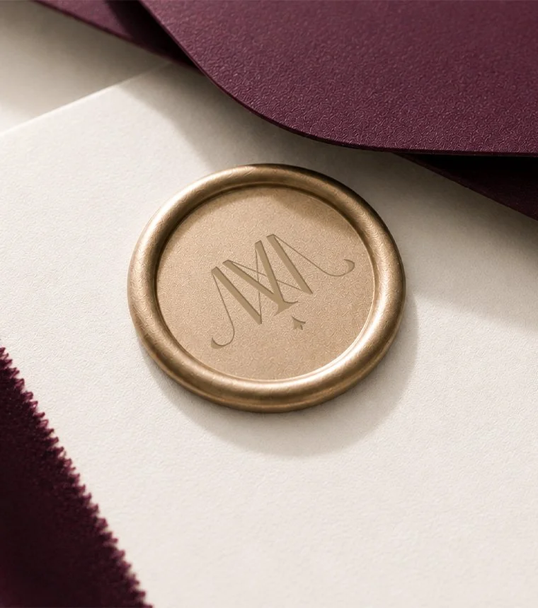 1. Marlev visual identity and brand applications for luxury wedding and event coordination