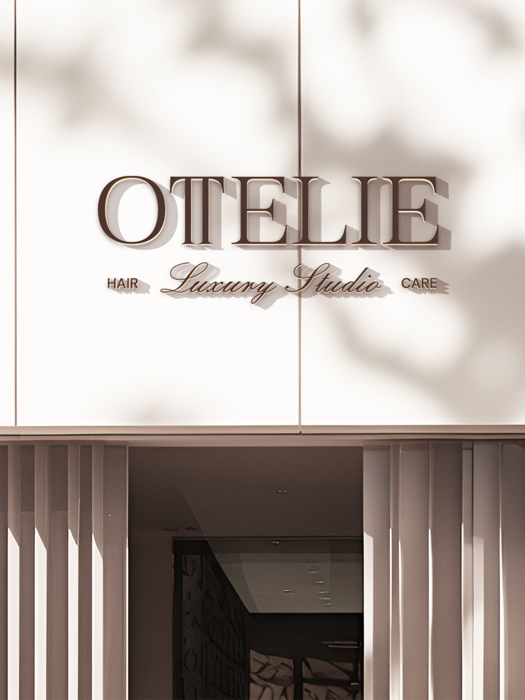 Othelie Hair Luxury Studio storefront signage and brand identity application.
