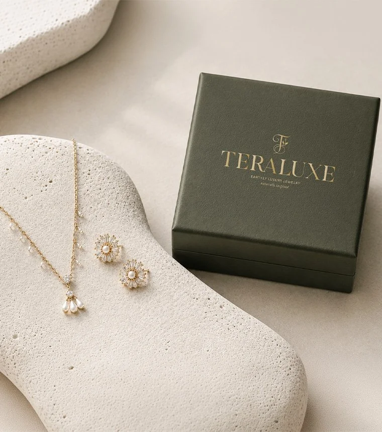 Teraluxe visual identity for a refined nature-inspired jewelry brand