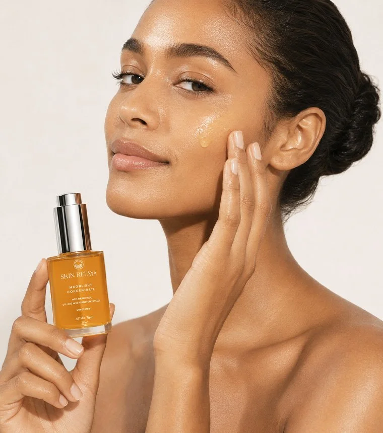 Skin Rei'Aya luxury skincare brand identity and packaging by Studio Mer