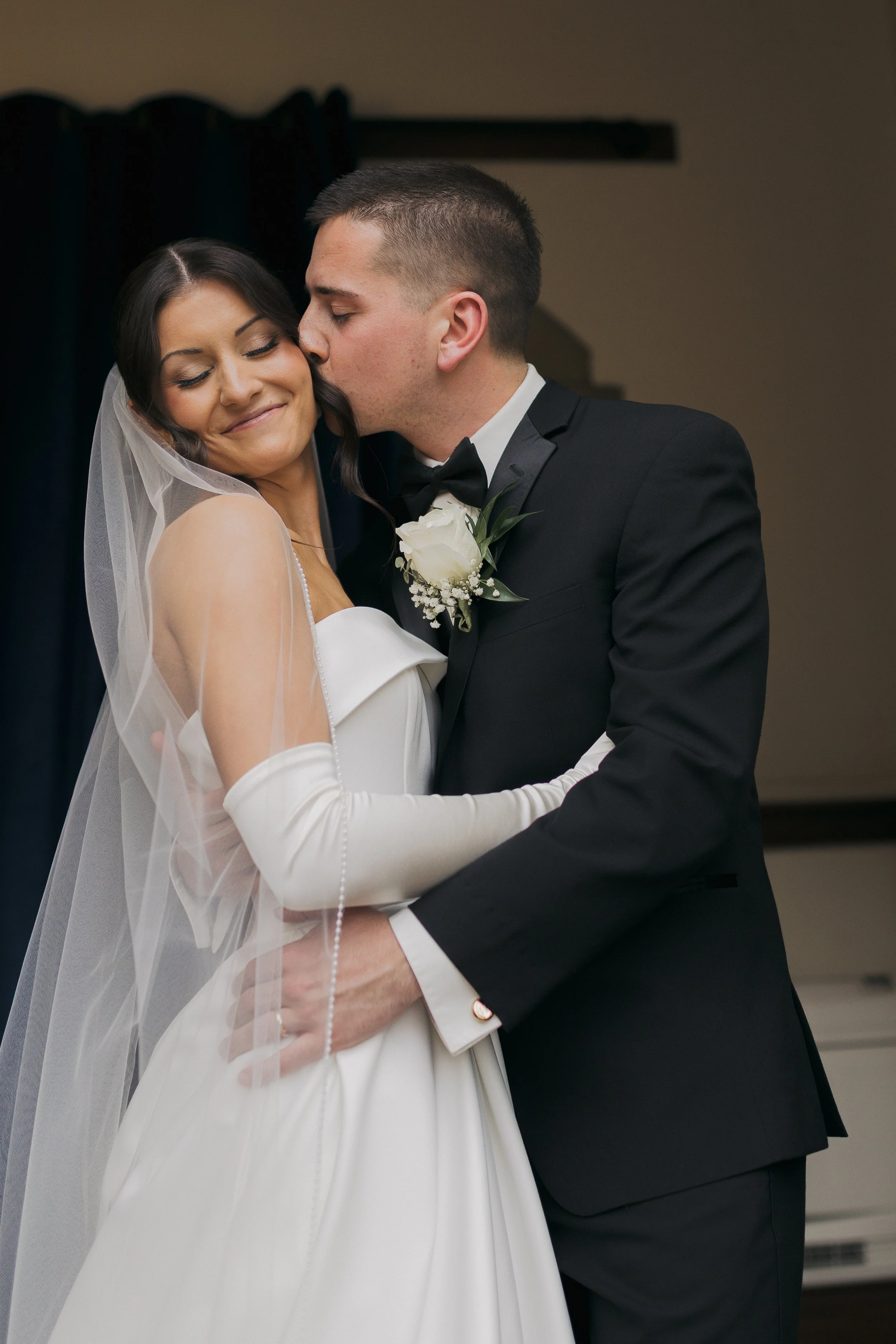 Bride and Groom portrait at the Palomar Event Venue. Cincinnati Digital and Film Wedding Photographer-Audrey Neal Photography