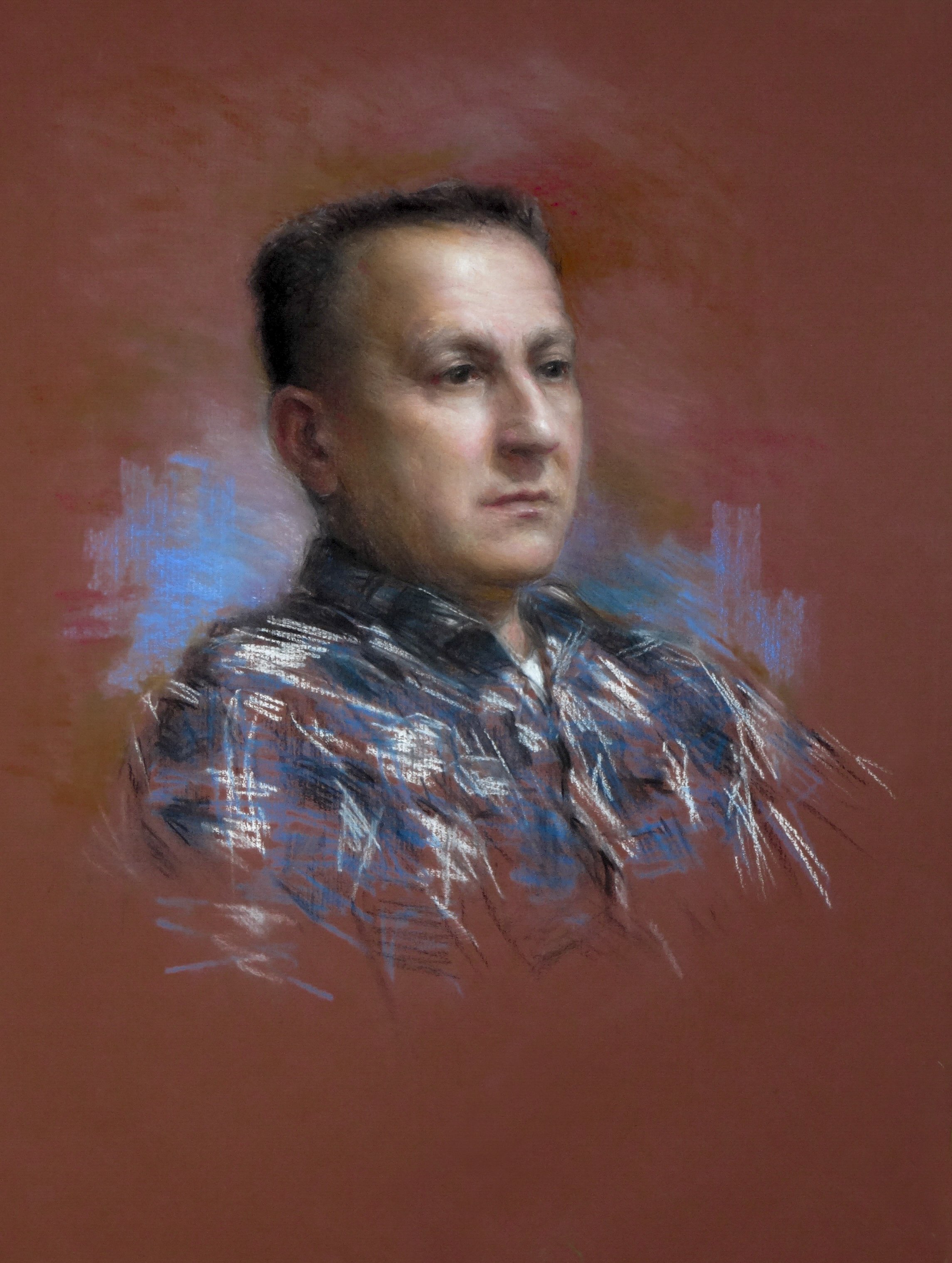         
John
      
 
◯ 48x65 cm, pastel on colored paper, 2025 