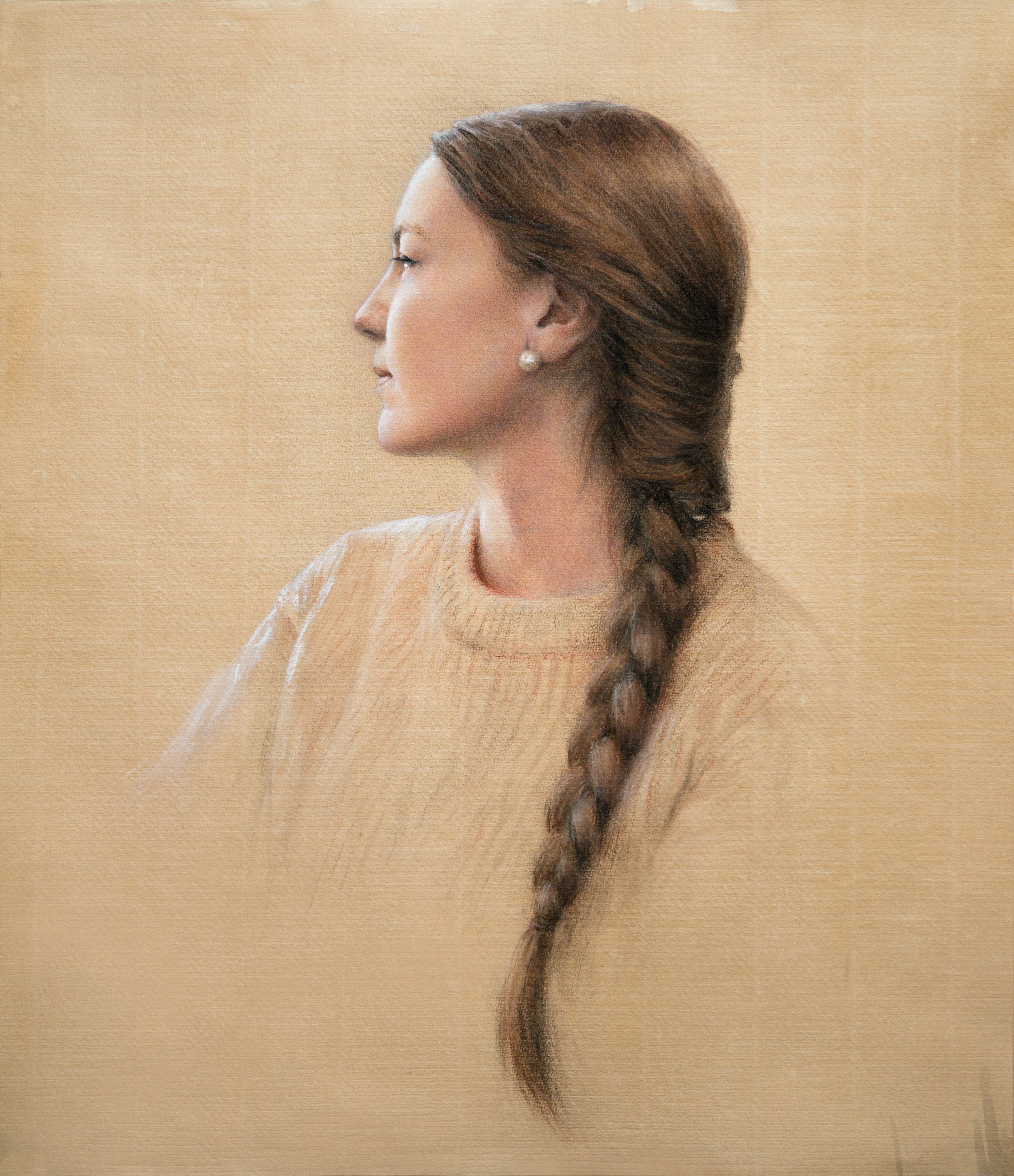         
Self-Portrait in Trois Crayons
       
 
◯ 40x50 cm, three-chalks on toned paper, 2026