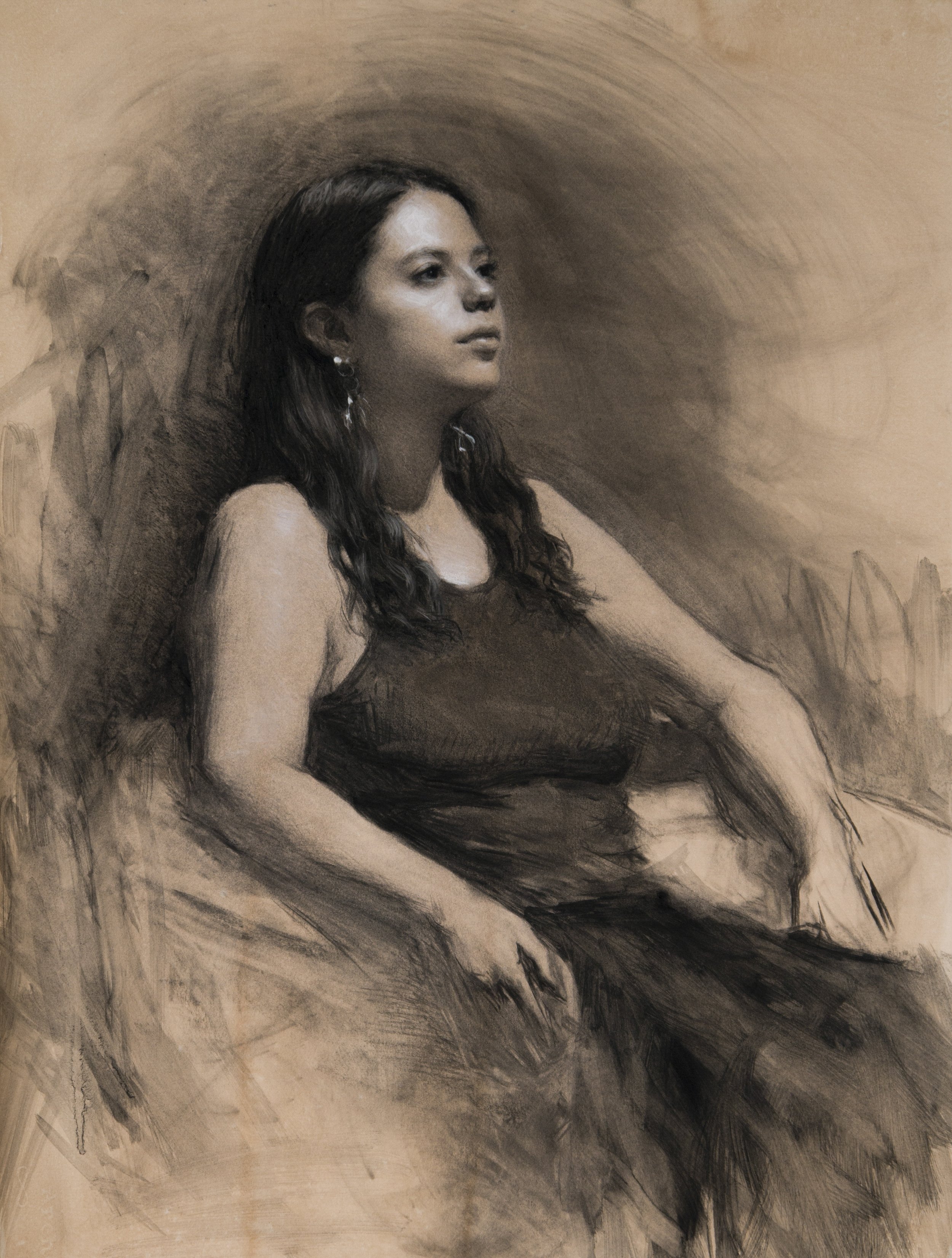         
Paula
       
 
◯ 80x60 cm, charcoal and chalk on toned paper, 2025