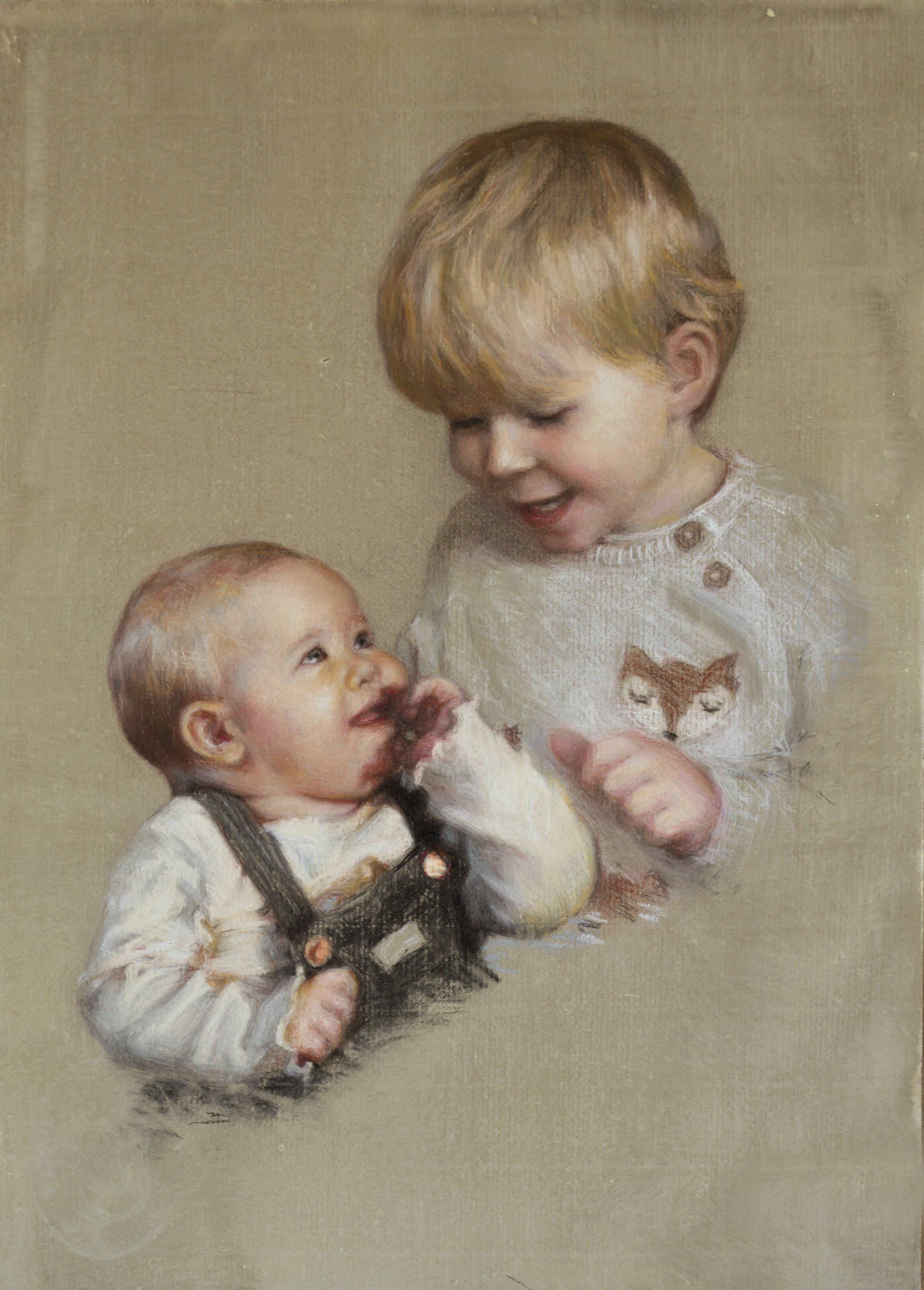         
Brother and Sister
       
 
🔴 48x65 cm, pastel on toned paper, 2025