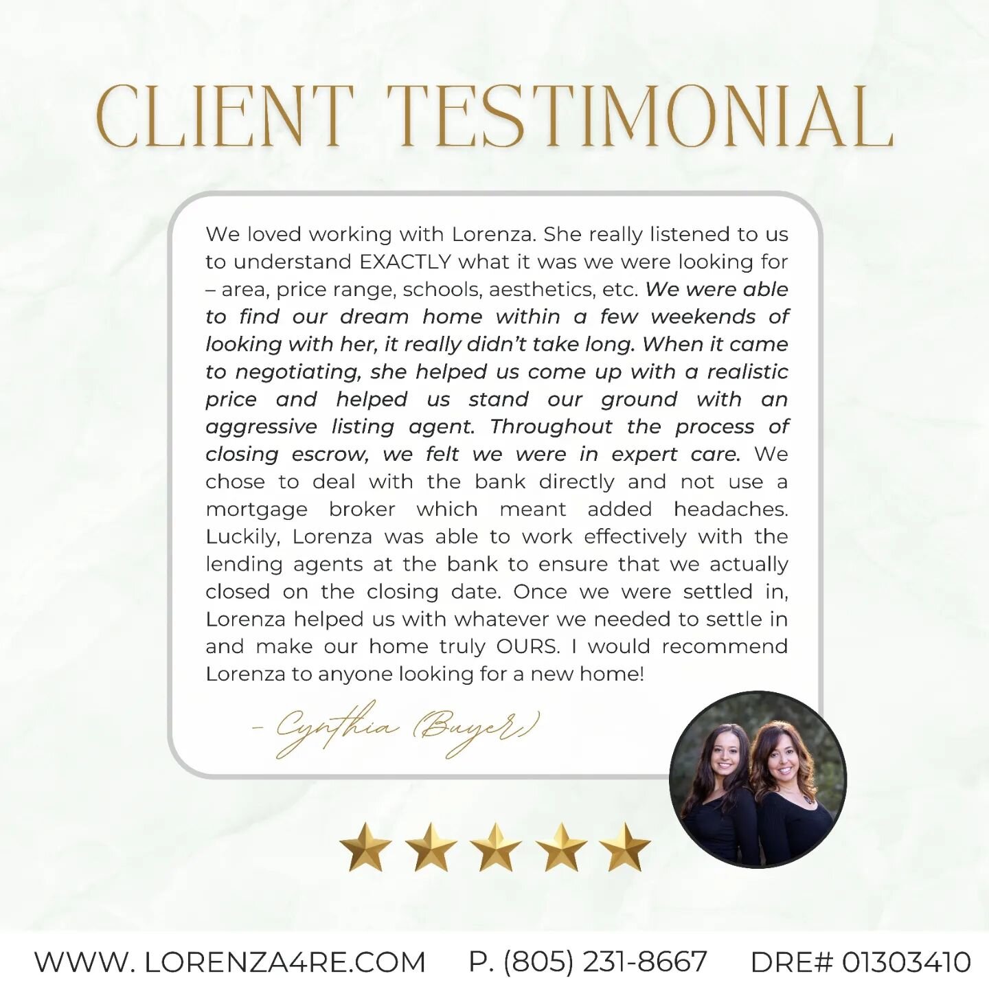 ✨️Testimonial Tuesday! ✨️

Buying a home is a significant milestone, and we're thrilled to have been a part of your journey! It's our passion to help people find their dream homes, and your satisfaction means the world to us. 🌍 💚

If you or anyone 