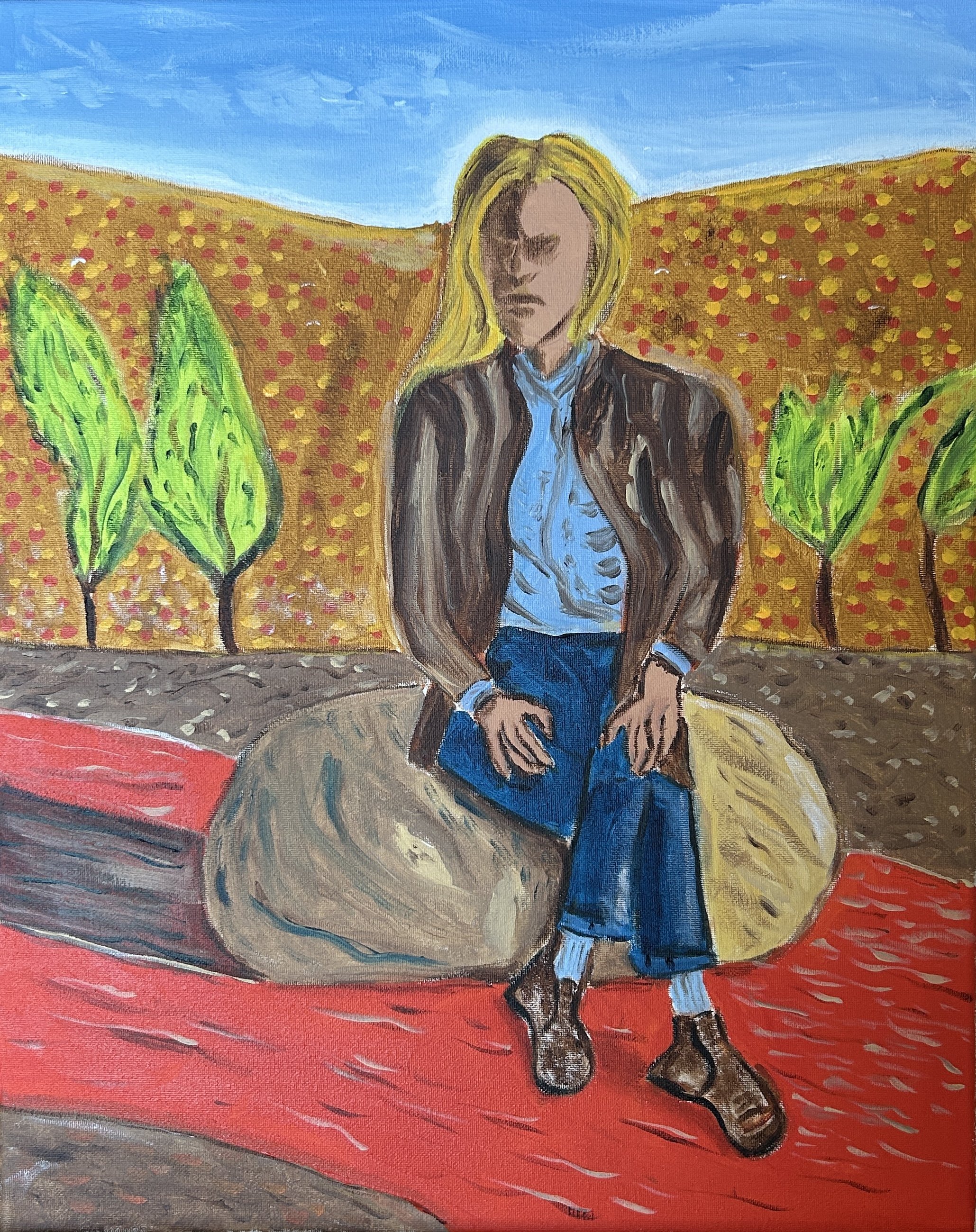 "Resting on a Rock" Acrylic on canvas, 16" x 20", $125
