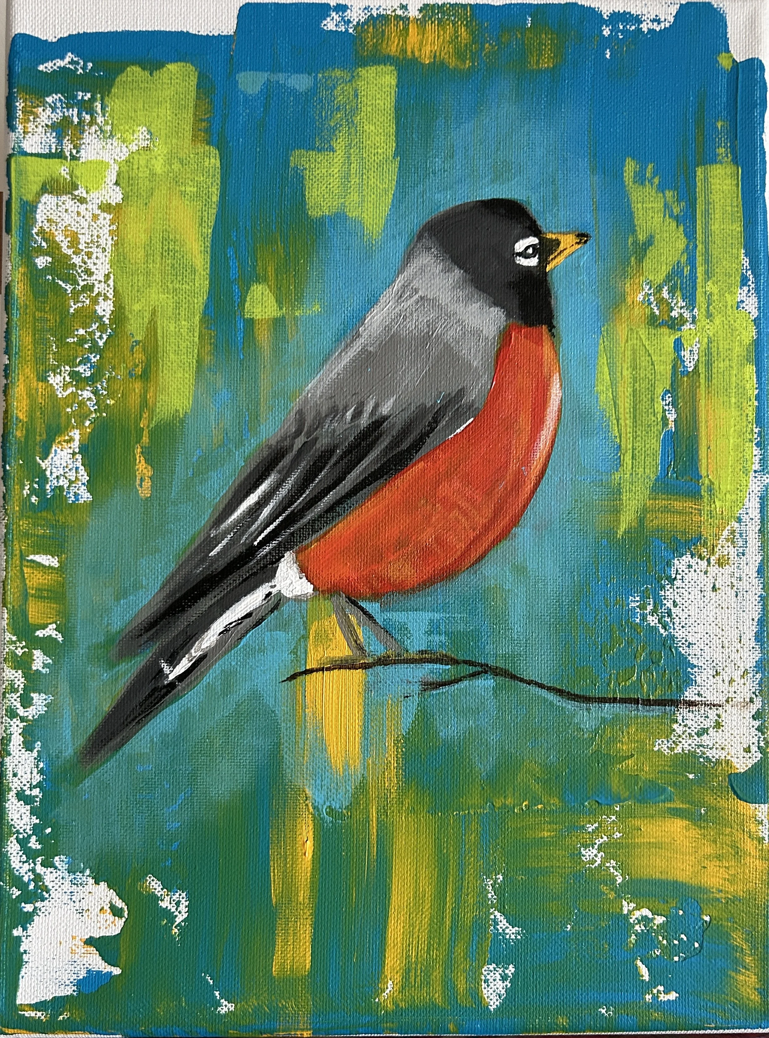 "Robin II" Acrylic on canvas, 9" x 12" $100