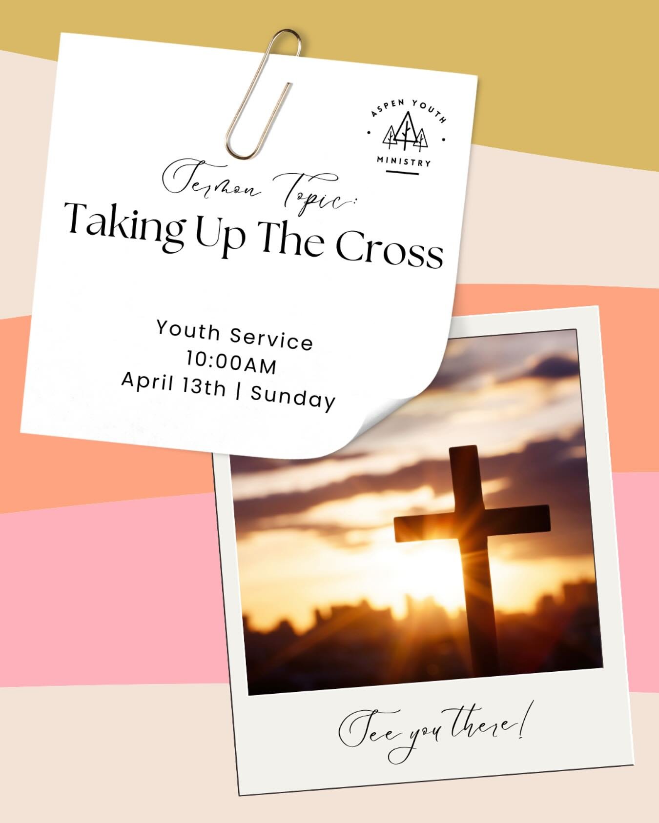 📣✝️❤️ Hey guys!! See y’all this Sunday for Youth Service!! Can’t wait to find out more about what it means to carry the Cross!!
🤗🙌 See you at 10:00AM!!