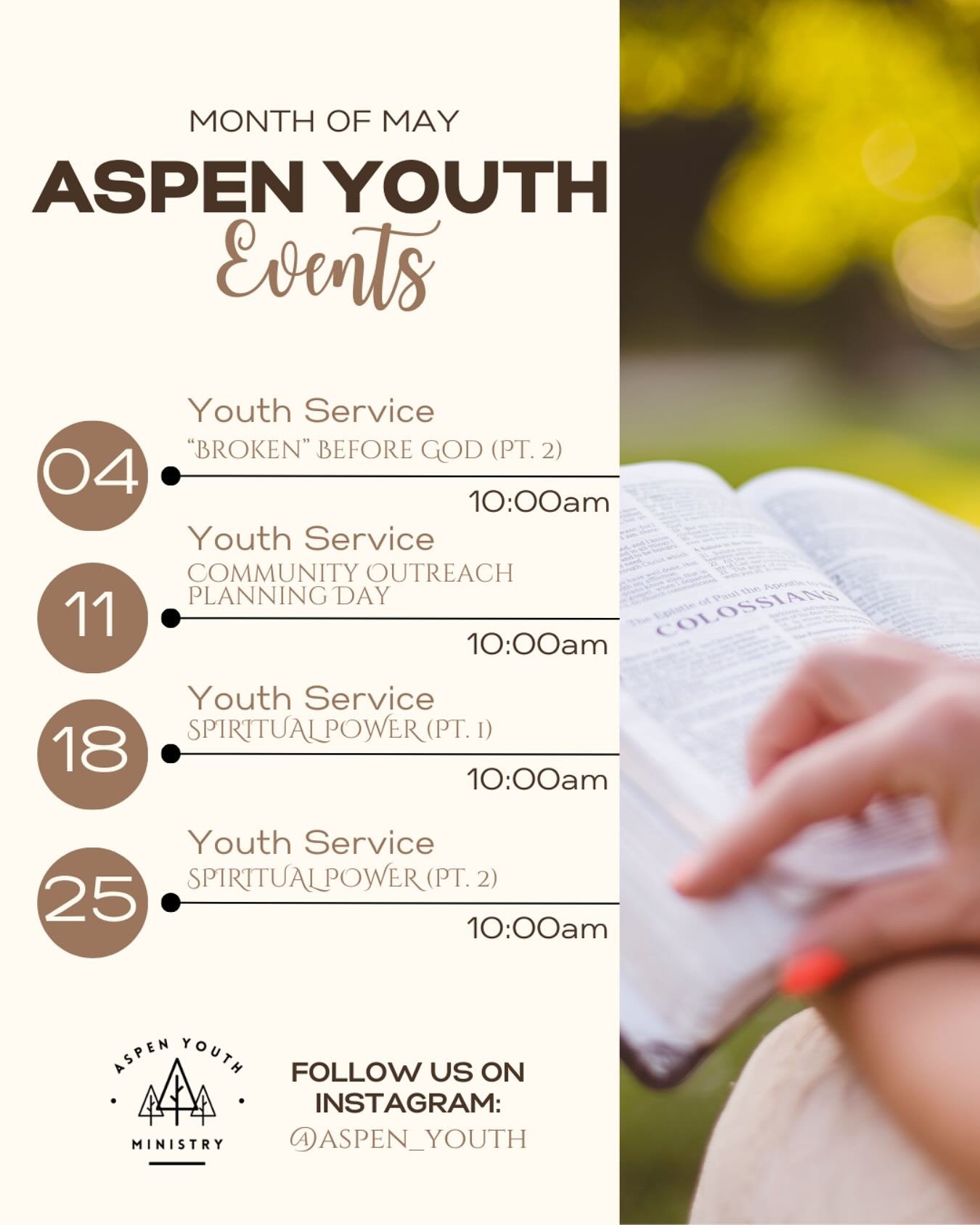 🗓️📣 Save your dates!! Here are the upcoming Youth Services and Events for the month of May! 🙌🕊️