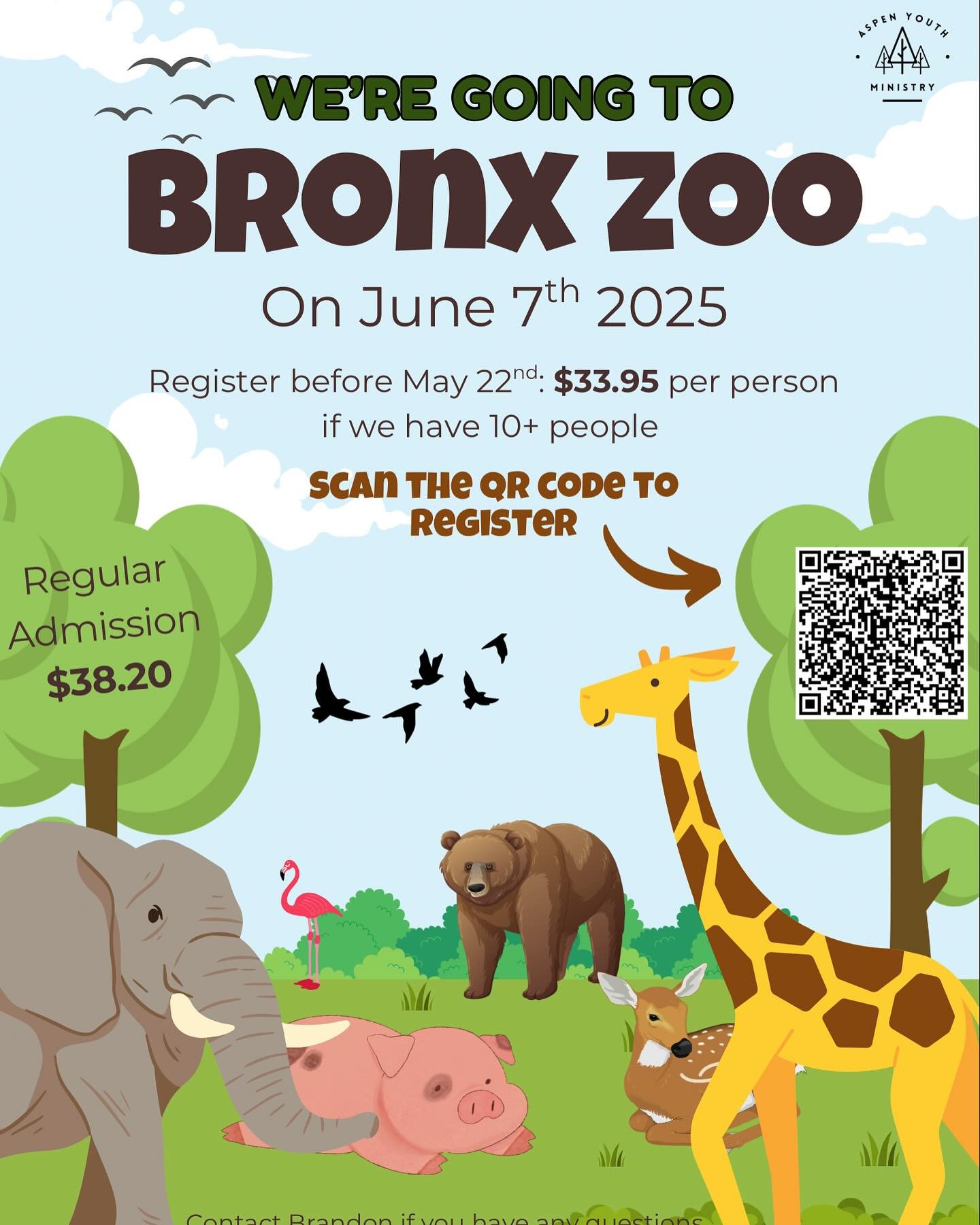 📣🐻🐯 Exciting News!! Family Trip to the zoo!! Invite your family to come join us for a trip to the zoo!
🦁🐻‍❄️ Do register (via the QR Code) before May 22nd! If we have a total headcount of more than 10 pax, tickets will be priced at $33.95 p