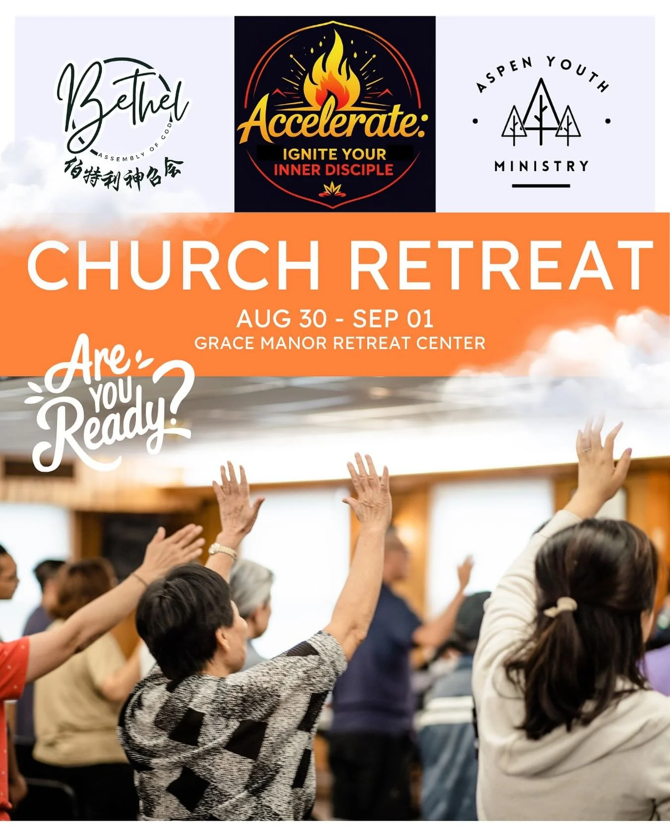 ✝️🕊️🚙⛅️ Church Retreat is right around the corner!!
🚗🧳🎒🍃🕶️ No youth service and church service on Aug 31st, Sunday! Instead, we’ll see you at the retreat!! 👋✨