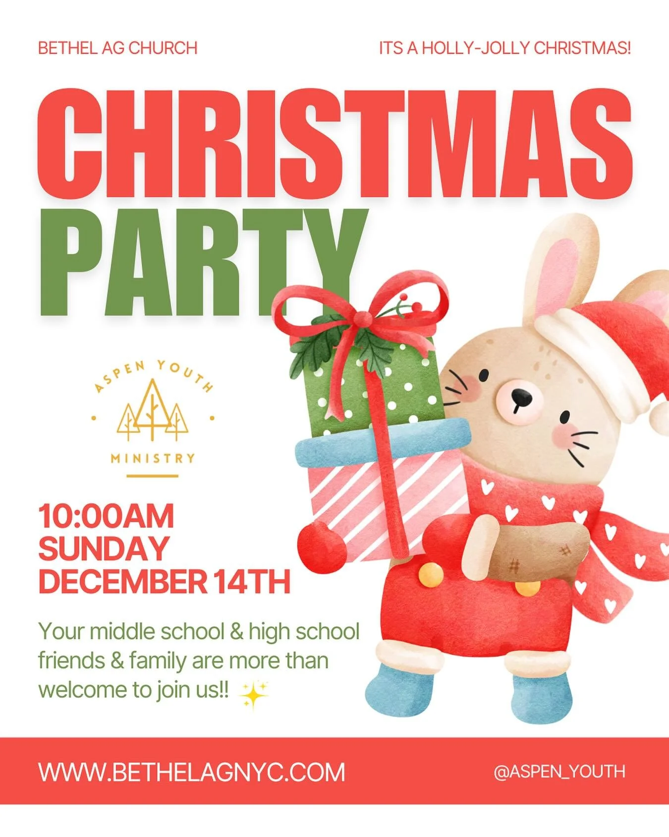 ✝️⛪️🎄✨🕊️ Christmas is just around the corner!! We&rsquo;re having a Christmas party Dec 14th at 10AM! Invite your family and/ or friends who are in middle and high school to come join us and celebrate the birth of our Lord Jesus!