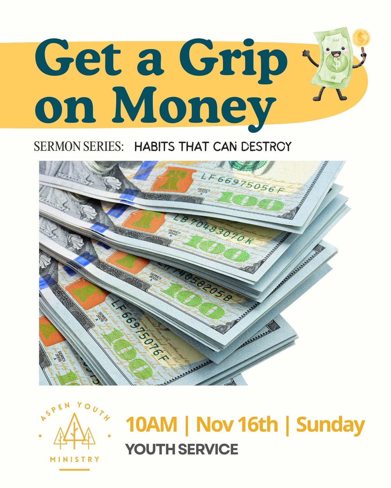 💵💰💸 Gear up this Sunday as we dive into the topic related to the &ldquo;Cha-Chings!!&rdquo; - Getting a Grip on Money~ See you for service Sunday at 10AM!! 🤗😎