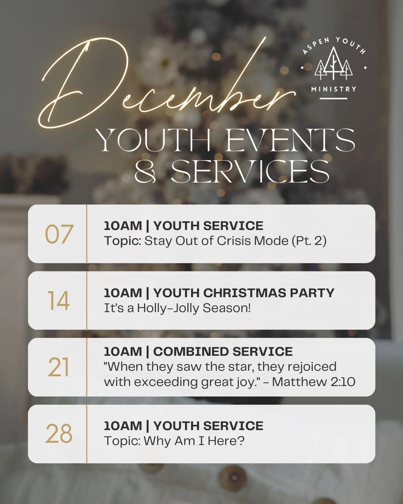 ✝️🎄⛪️✨ Upcoming December services and events in a nutshell! Save your dates! 🤗✨ It&rsquo;s the most wonderful time of the year~~ 🎶🎵