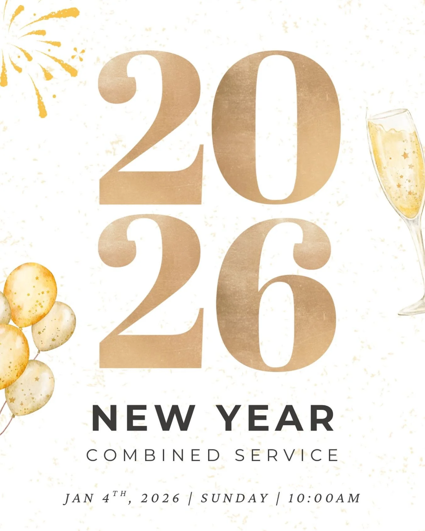 🎇🎆🎉🎊 Happy New Year 2026!! Let&rsquo;s commit the year ahead to the Lord for more of Him in our lives and to be ever closer to our amazing God! See you for combined service at 10AM on 01/04/26!! 🤩❤️✝️🕊️✨🙌