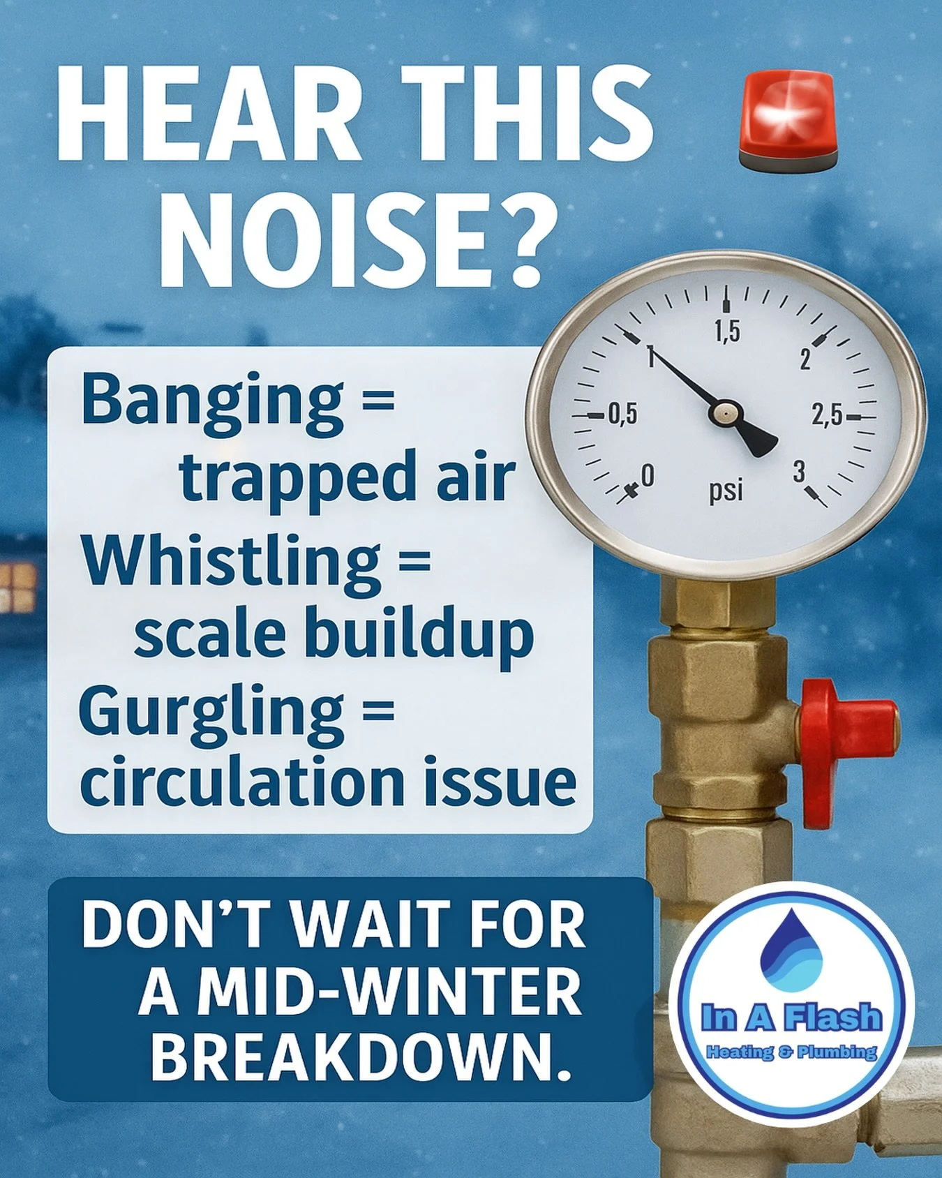 HEAR THIS NOISE? 🔊🔥
If your boiler is banging, whistling, or gurgling &mdash; it&rsquo;s not &ldquo;just a winter thing.&rdquo;
These noises are early warning signs of bigger issues:

&bull; Banging = trapped air
&bull; Whistling = scale buildup
&b