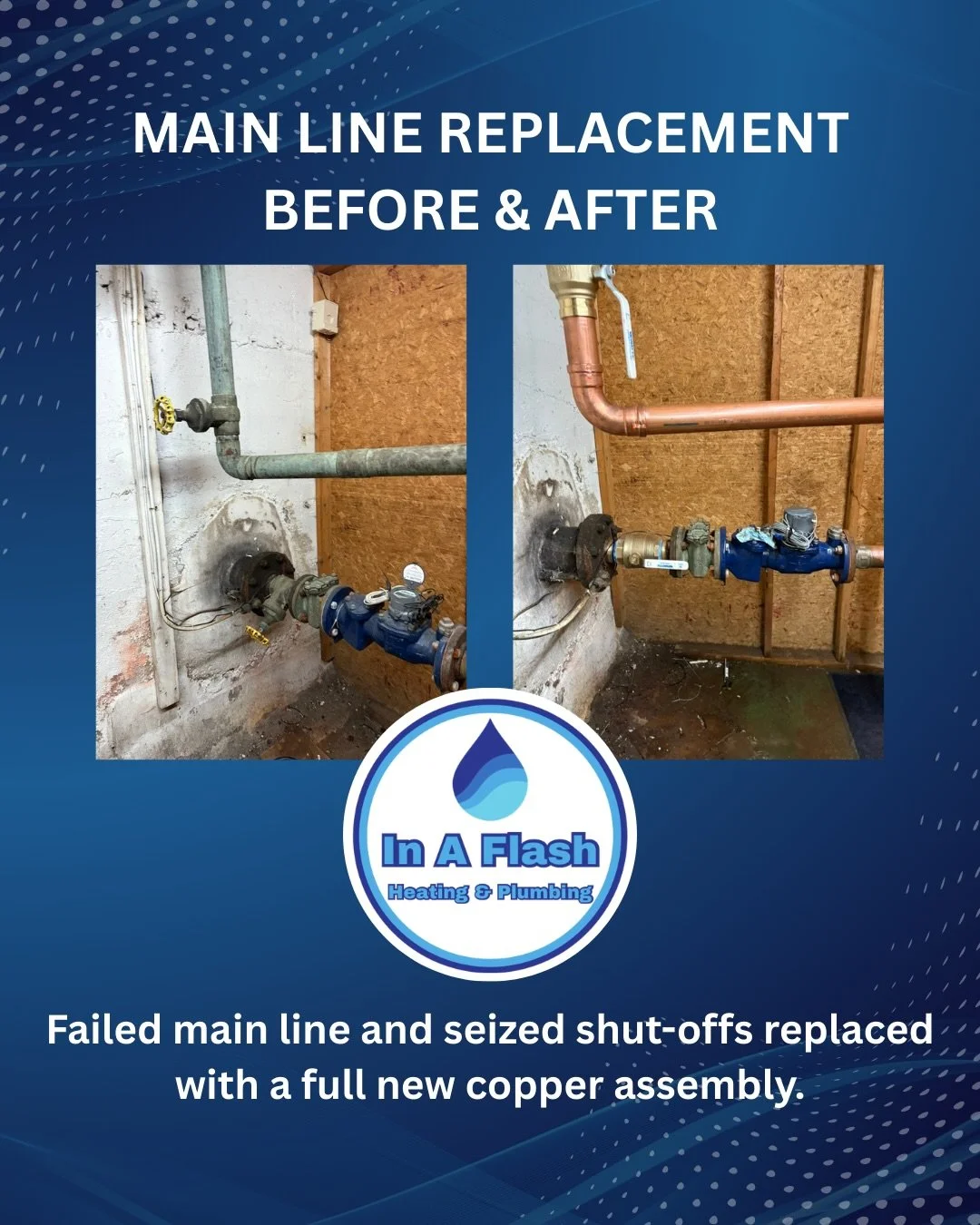 Corroded main line + seized shut-offs = full replacement.
This building had an aging main line that was leaking, deteriorating, and impossible to shut off due to seized valves. We safely removed the failed components and rebuilt the entire section in