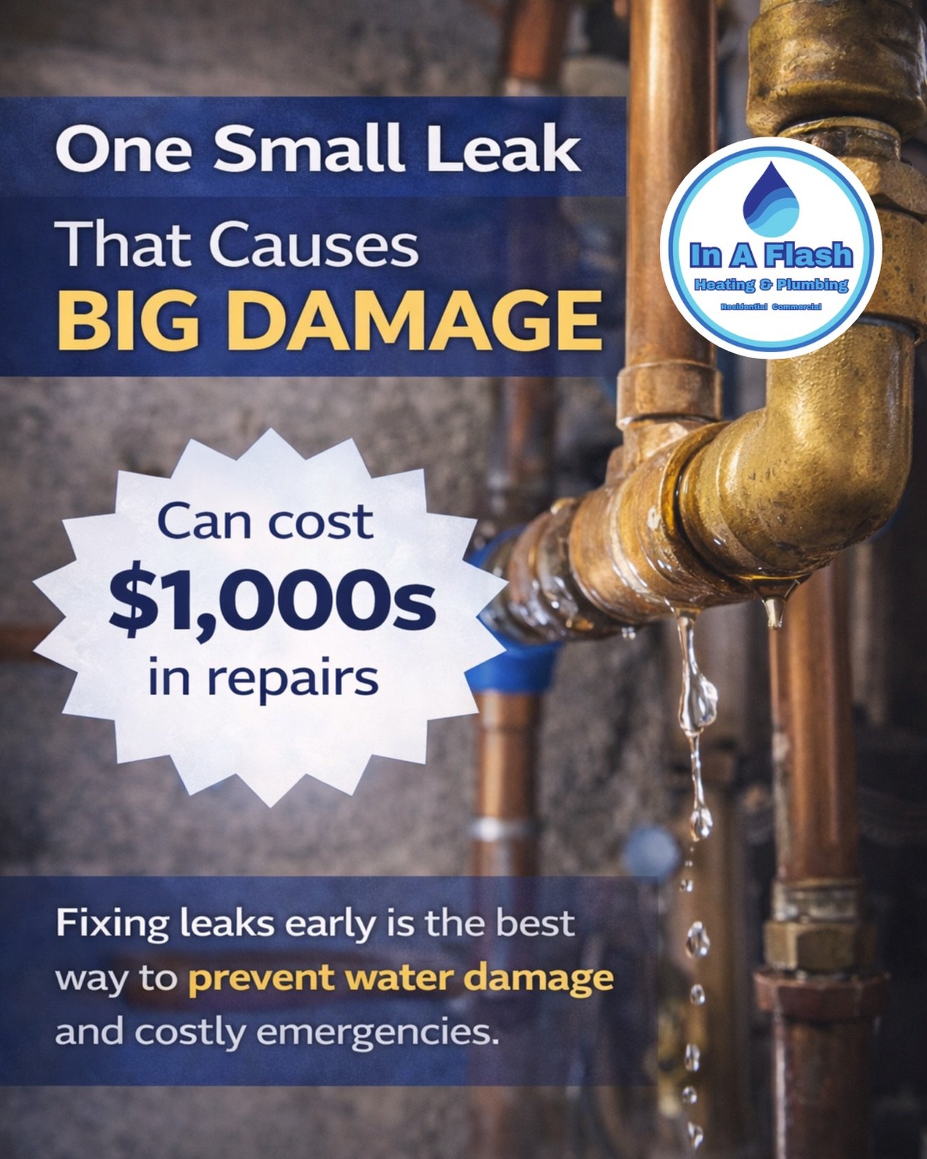 A small drip can turn into a BIG problem 💧💸
That slow leak you barely notice can cause hidden water damage, mold, and thousands in repairs if ignored. Catching it early is the easiest way to protect your home.
If you see moisture, corrosion, or dri