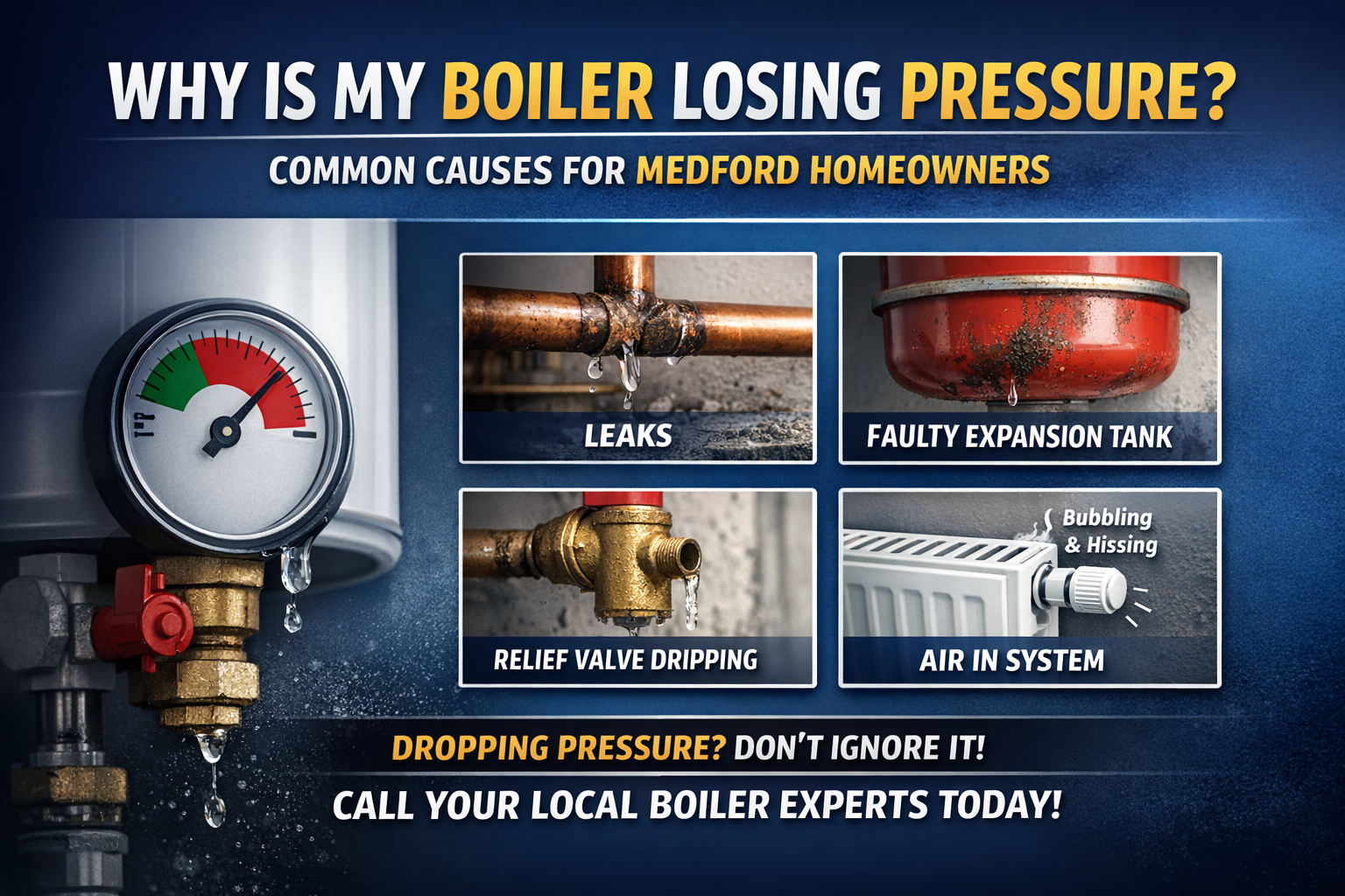 Why Is My Boiler Losing Pressure? Common Causes for Medford Homeowners