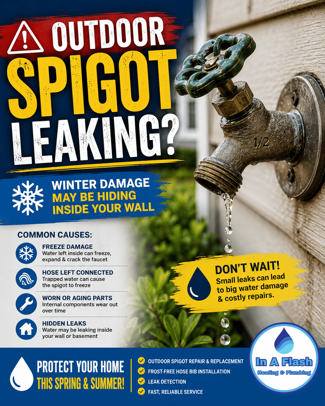 Outdoor Spigot Leaking After Winter? What Massachusetts Homeowners Should Know