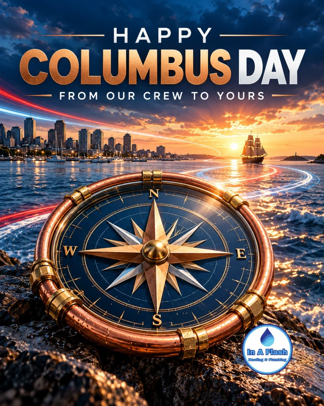 Happy Columbus Day from In A Flash Heating &amp; Plumbing!

As a locally owned plumbing and heating company based in Medford, Massachusetts, we&rsquo;re incredibly grateful for the homeowners, property managers, and local businesses that continue to 