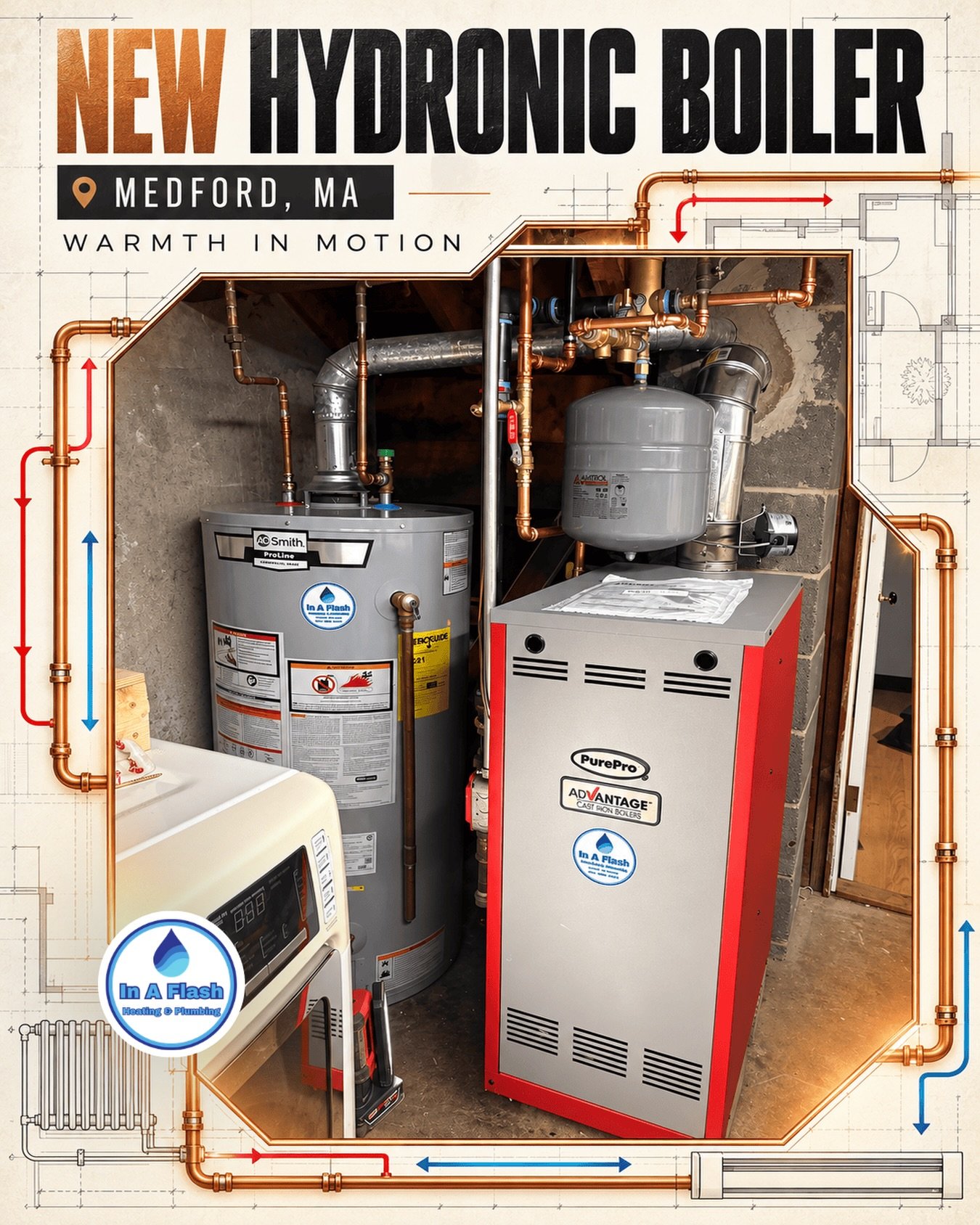 Warmth in motion&mdash;right here in Medford. 🔥

We completed this new hydronic boiler installation to provide dependable hot-water heat throughout the home and get the system ready for another New England winter.

If your boiler is aging, leaking, 