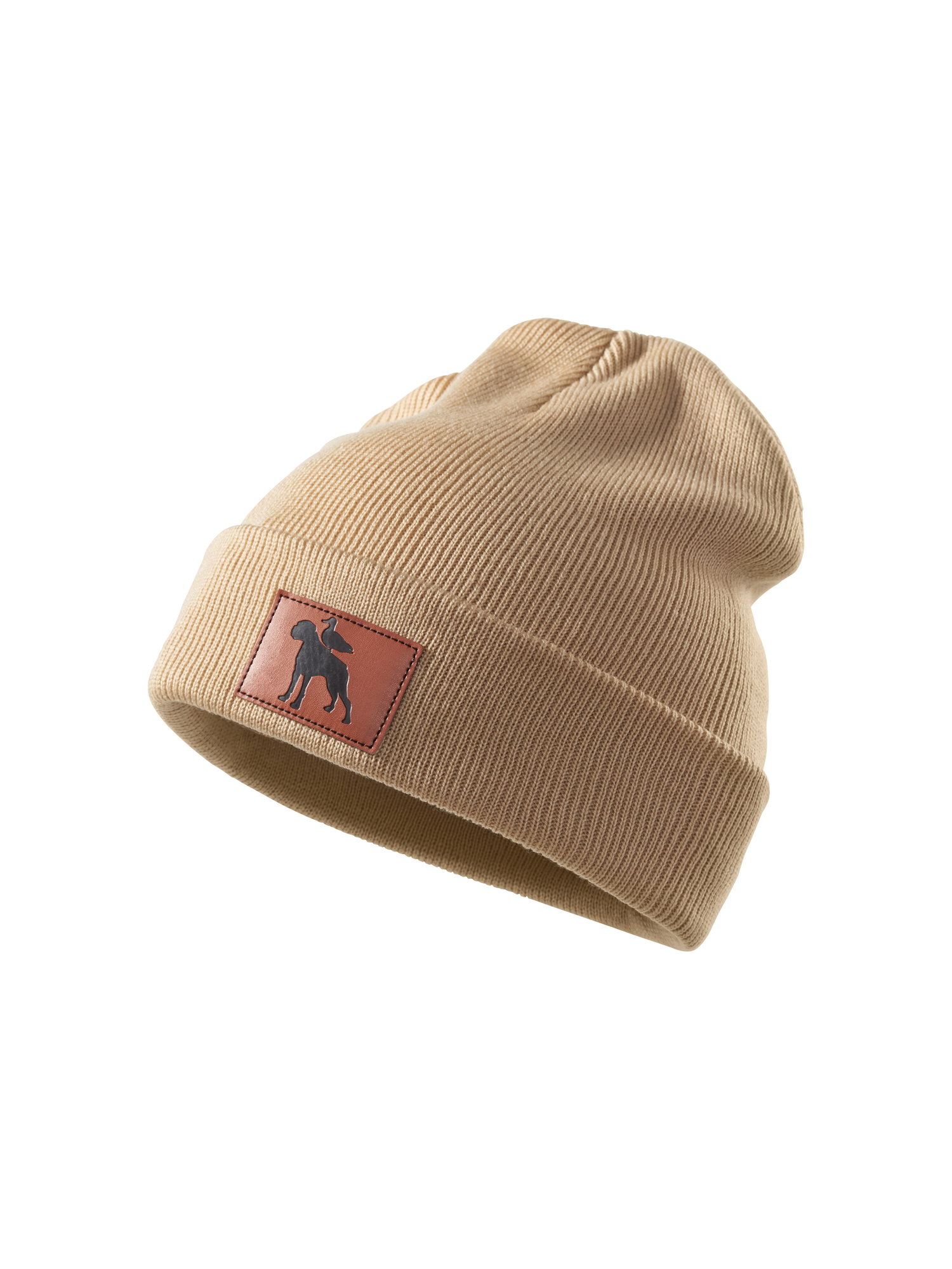 Pecan Leather Patch Beanie - O & G