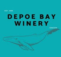 DePoe Bay Winery sign with whale illustration, Oregon