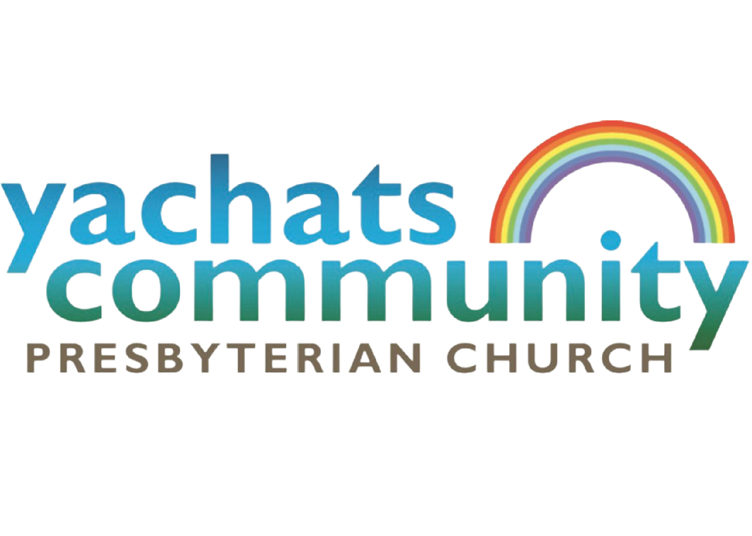 Colorful logo with rainbow above the words 'yachats community' and 'Presbyterian Church' underneath.