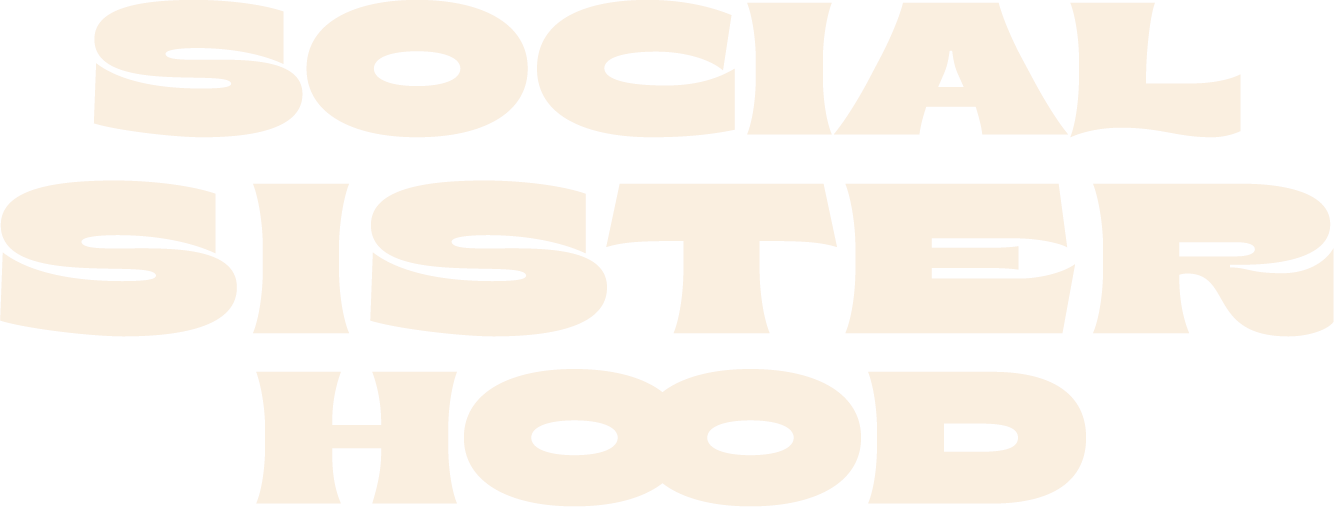 Text reading 'Social Sister Hoop' in bold, stylized font on a black background.