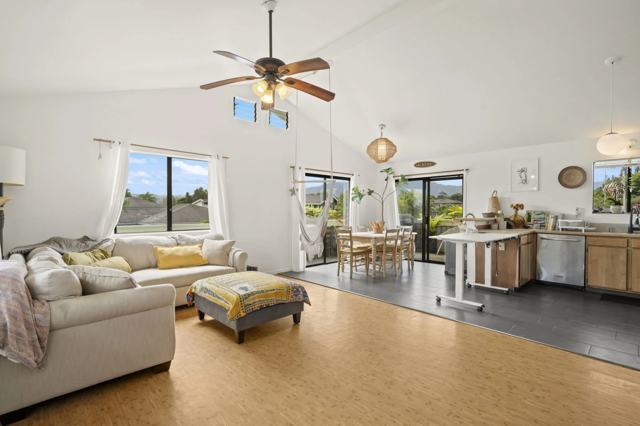 Spacious open concept second floor living. With trade winds and mountain views