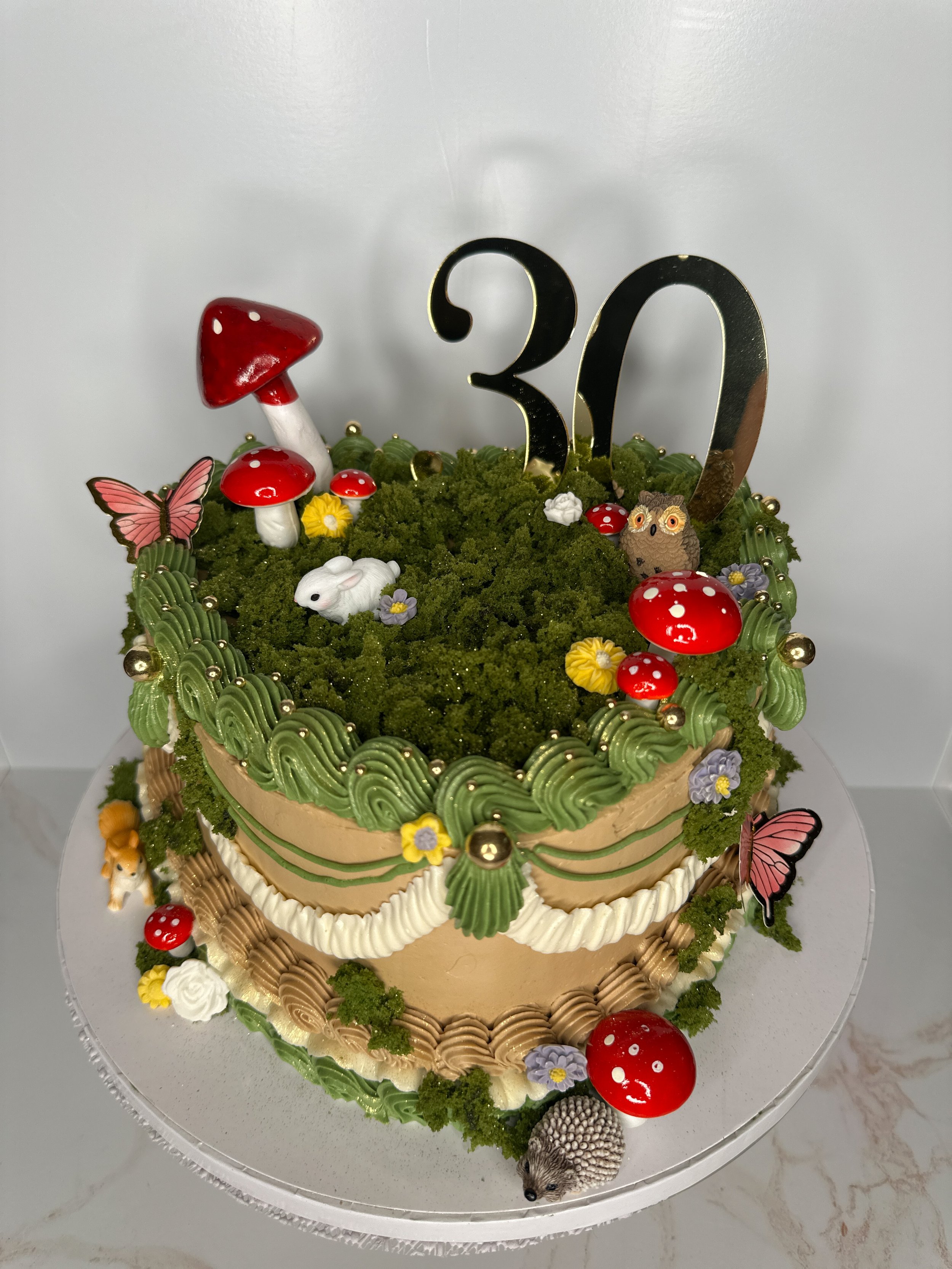 Enchanted forest heart cake