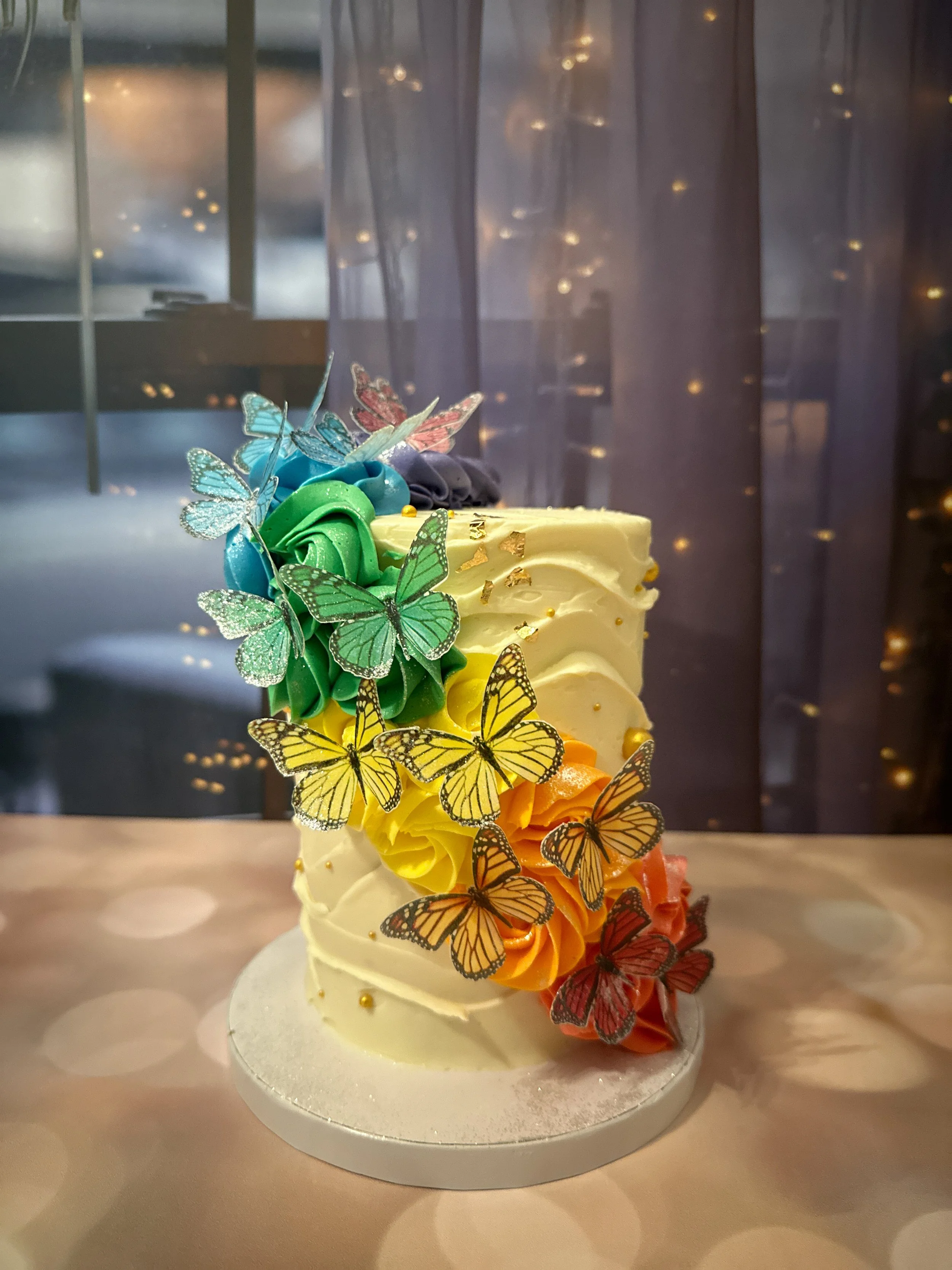 Rainbow Butterfly Wave Cake