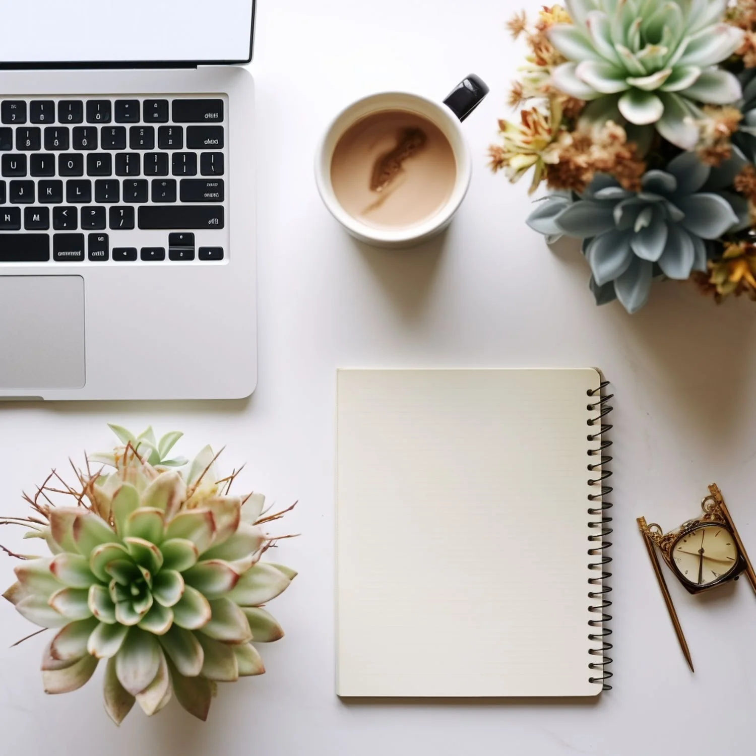 Workspace with laptop and notebook for private practice website planning