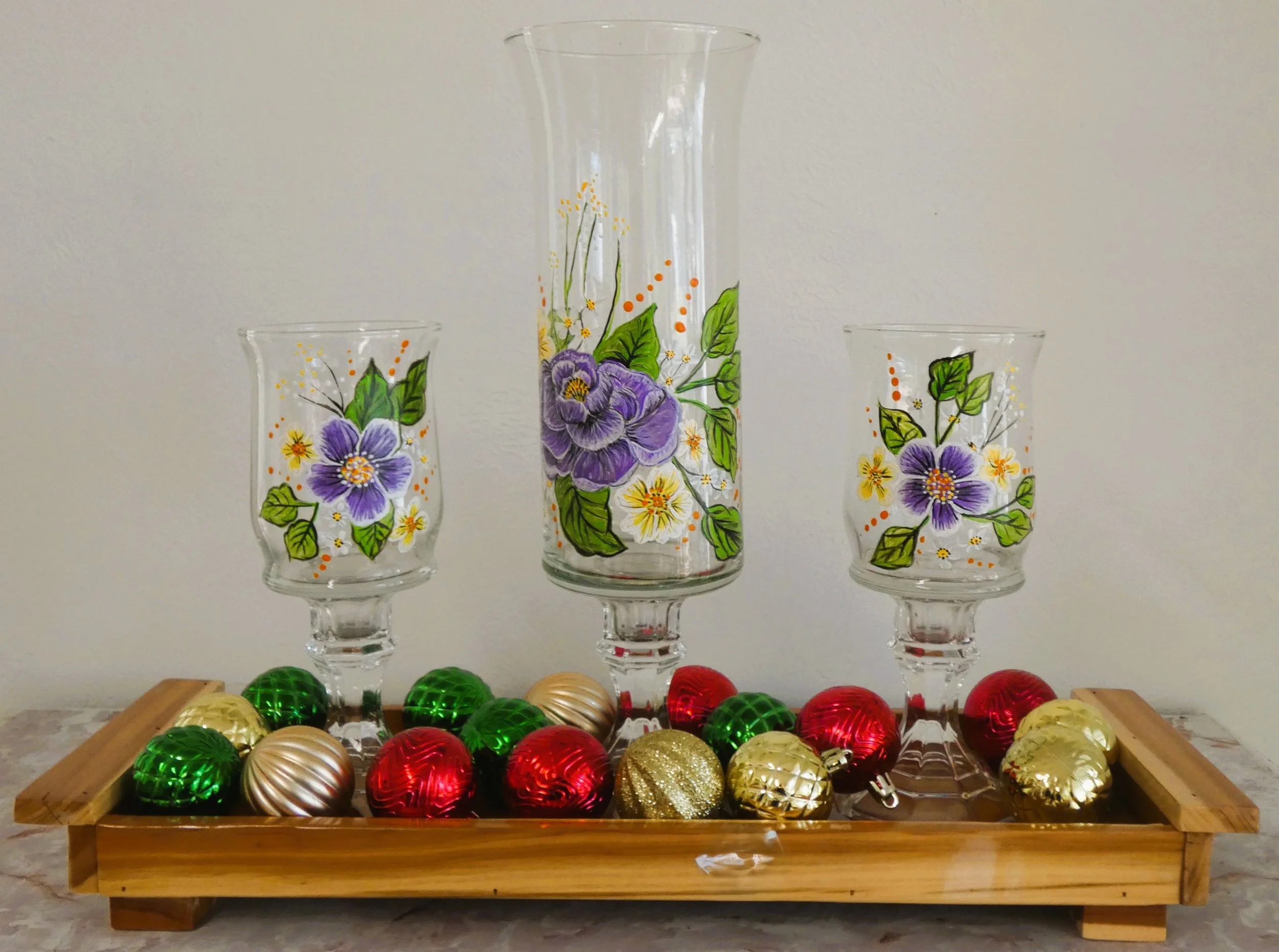 Purple Floral 3-Piece Glassware Set.JPG