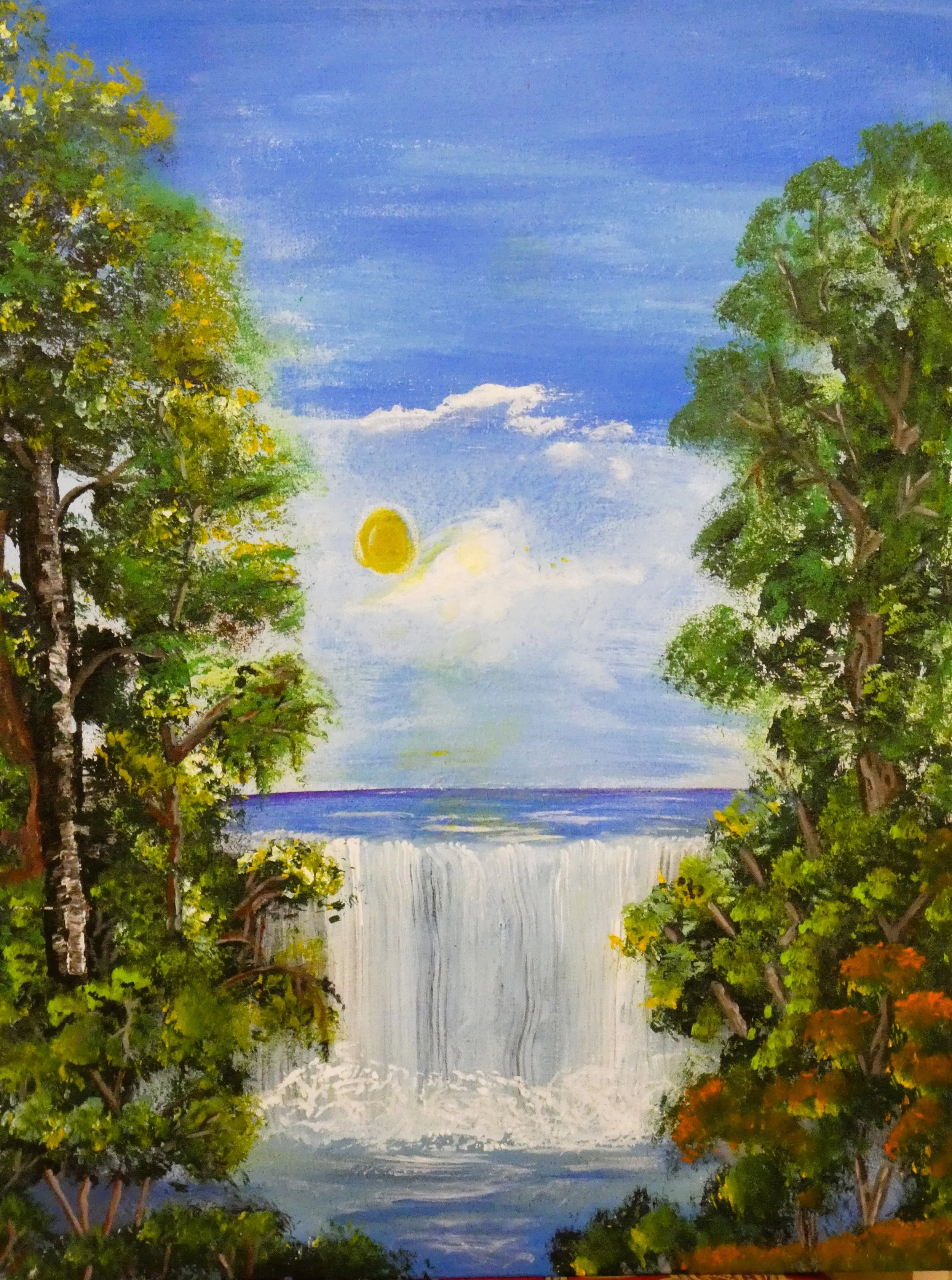 Sunlit Waterfall