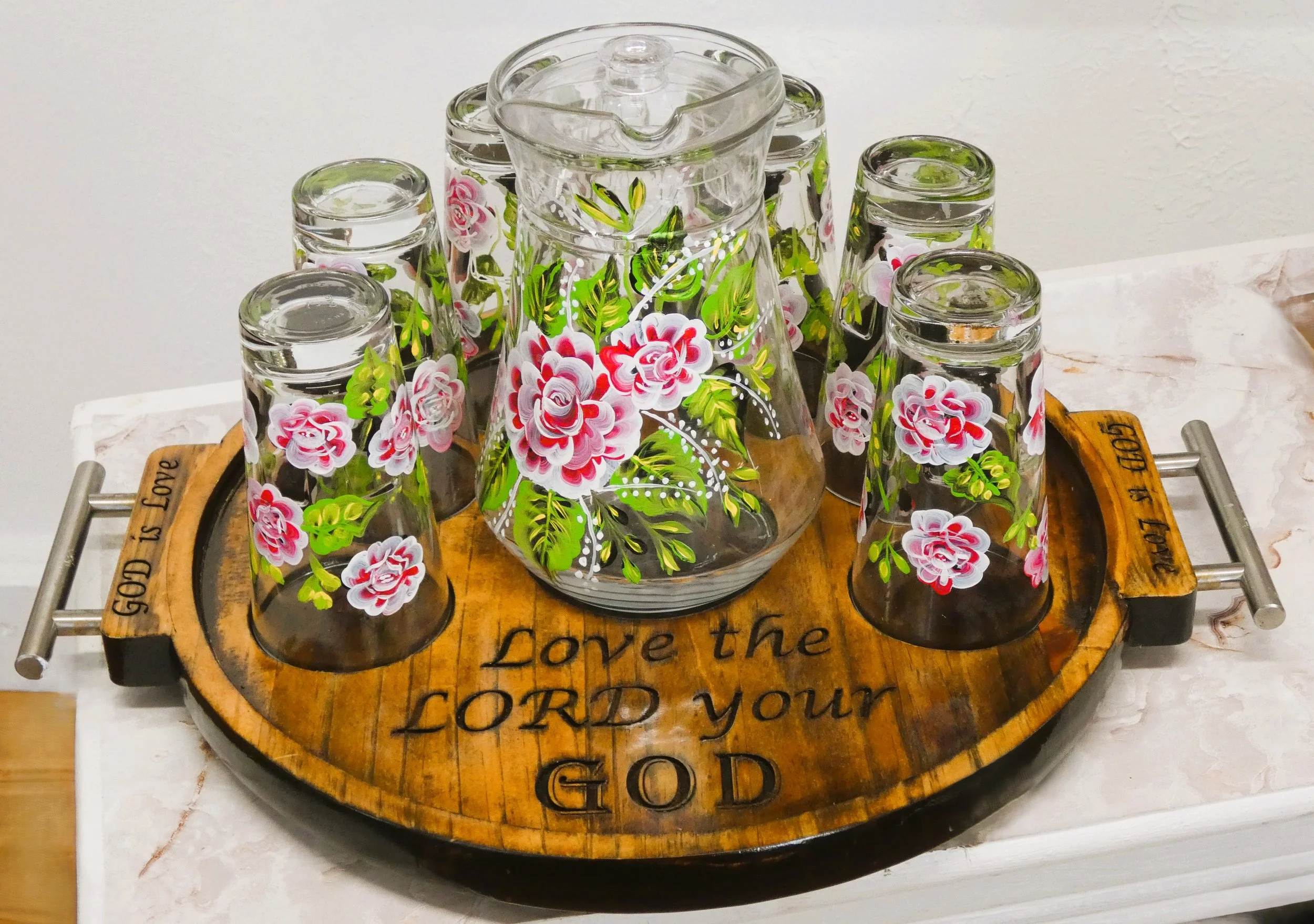 Love the Lord 2 Glass Pitcher Set.JPG